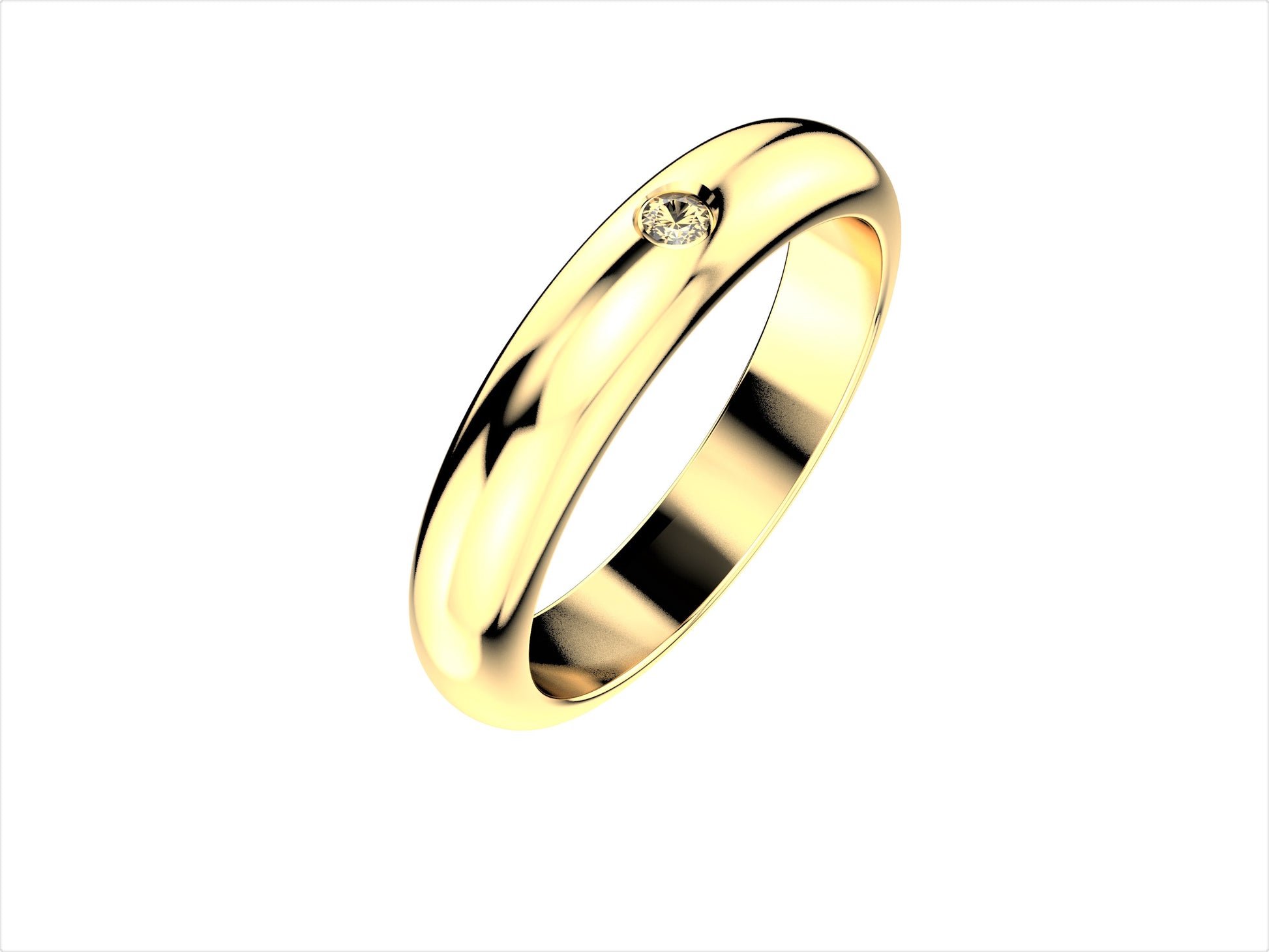 Love wedding band, width 3.5 mm,  18K yellow gold, set with a brilliant-cut diamond of 0.015 carat.