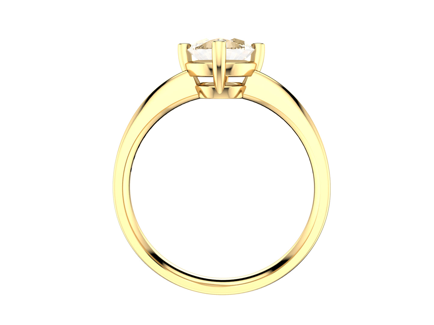 Forever engagement ring, 18 K yellow gold, set with a brilliant-cut diamond available in 0.9 to 0.91 carats. 