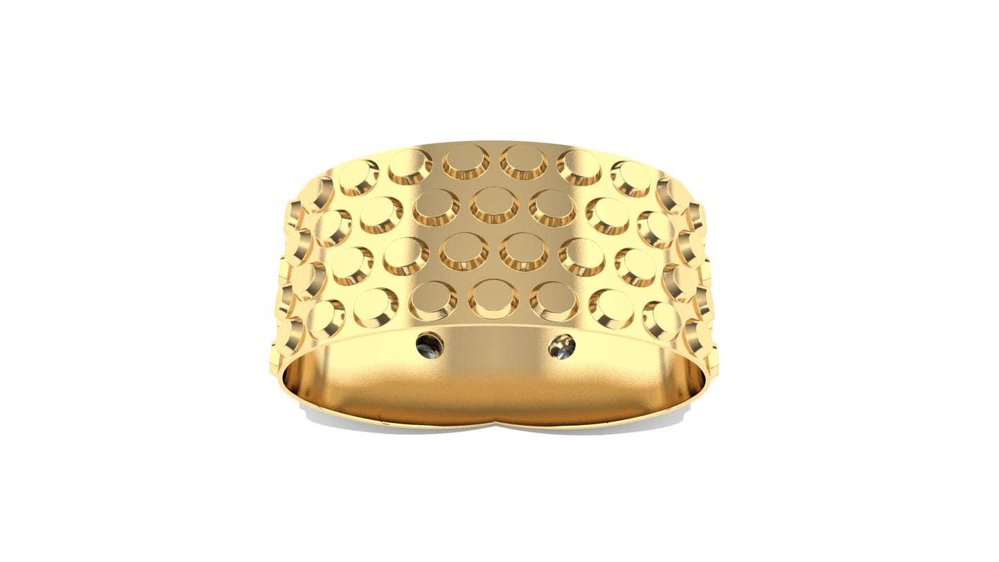 Hit New Style bracelet, 18K yellow gold, set with 2 brilliant-cut diamonds totaling 1 carat. Width: 8.33 mm. 30 mm.