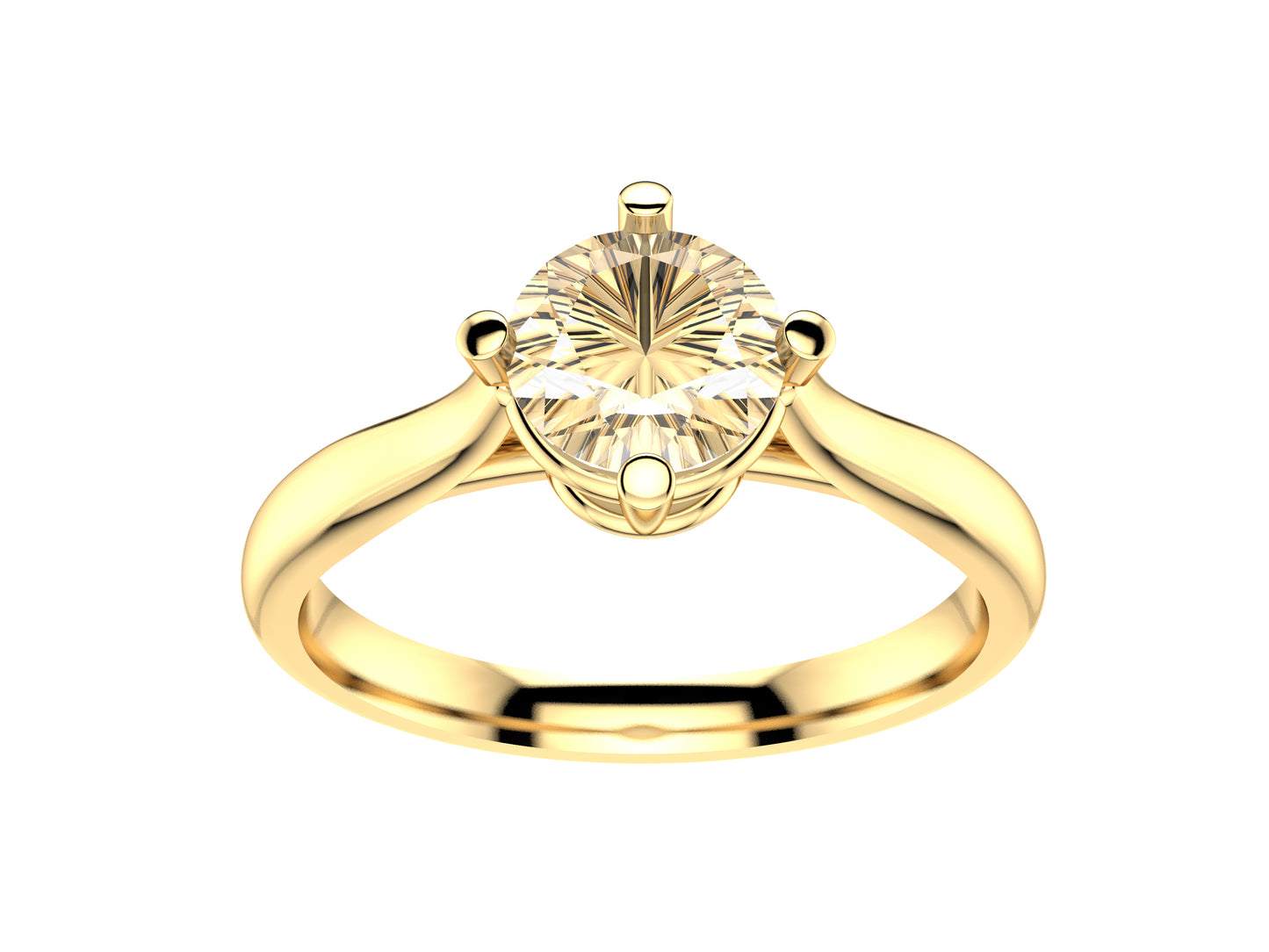 Forever engagement ring, yellow 950, set with a brilliant-cut diamond available in 0.7 to 0.79 carats. 