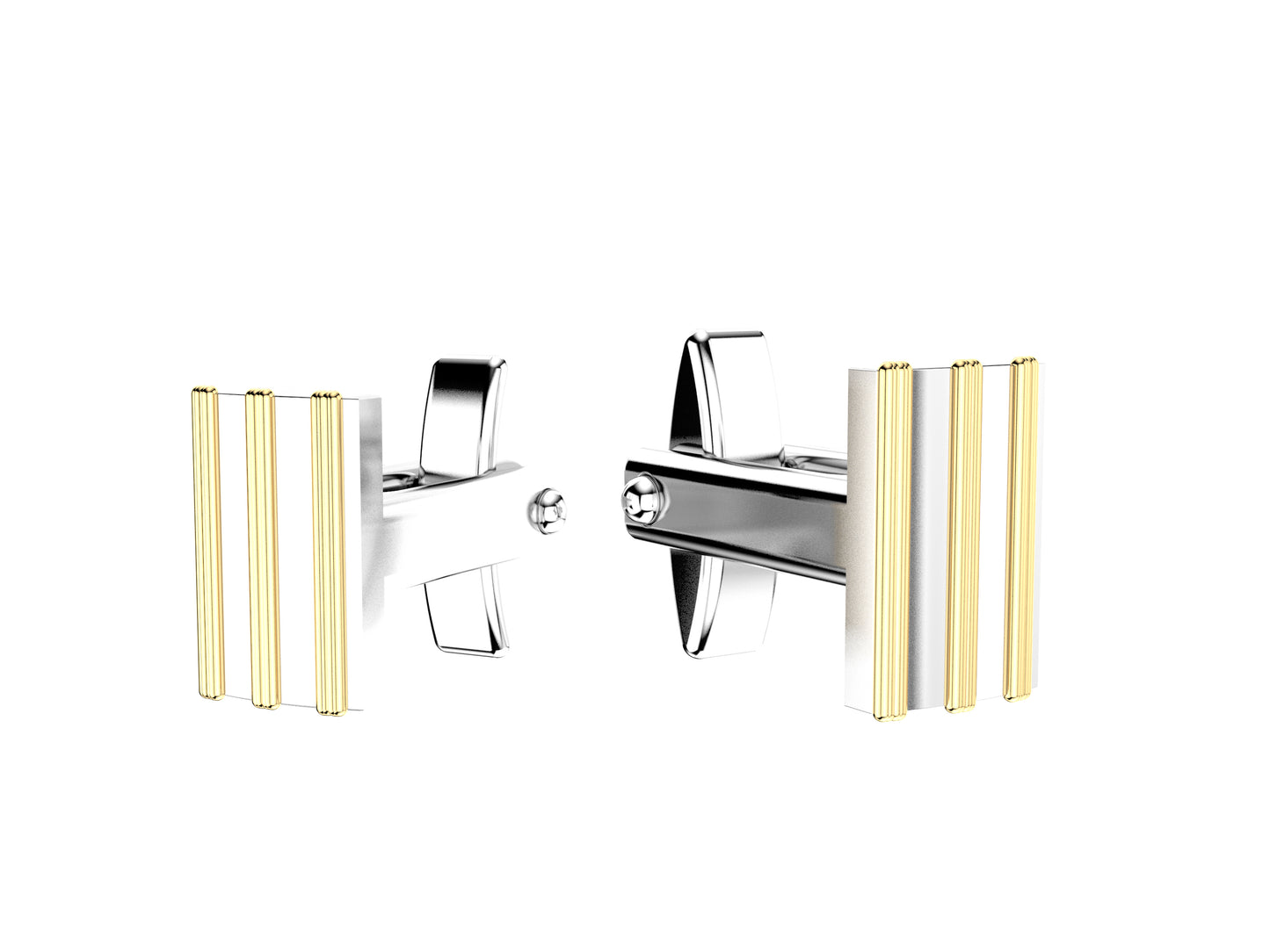 Hit New Style cufflinks in palladium-finished sterling silver, yellow gold. Dimensions: 15.5 mm high x 12,5x7 mm wide. 