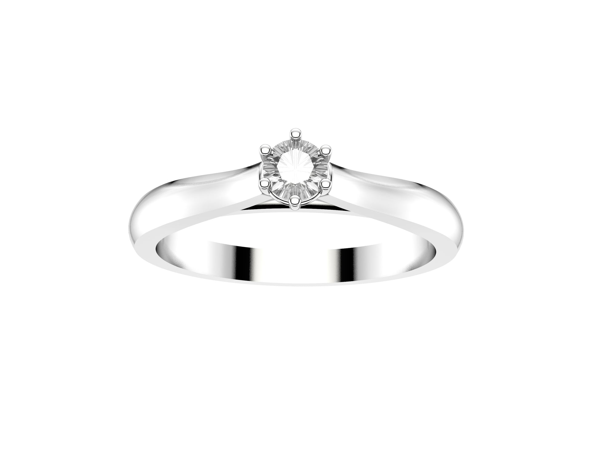 Forever engagement ring, 18K white gold, set with a brilliant-cut diamond available in 0.1 to 0.19 carats