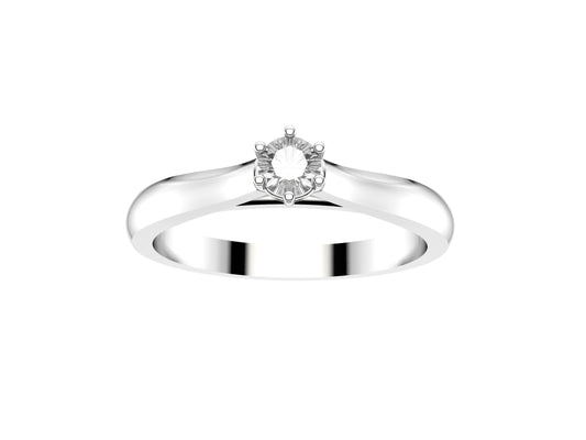 Forever engagement ring, 18K white gold, set with a brilliant-cut diamond available in 0.1 to 0.19 carats