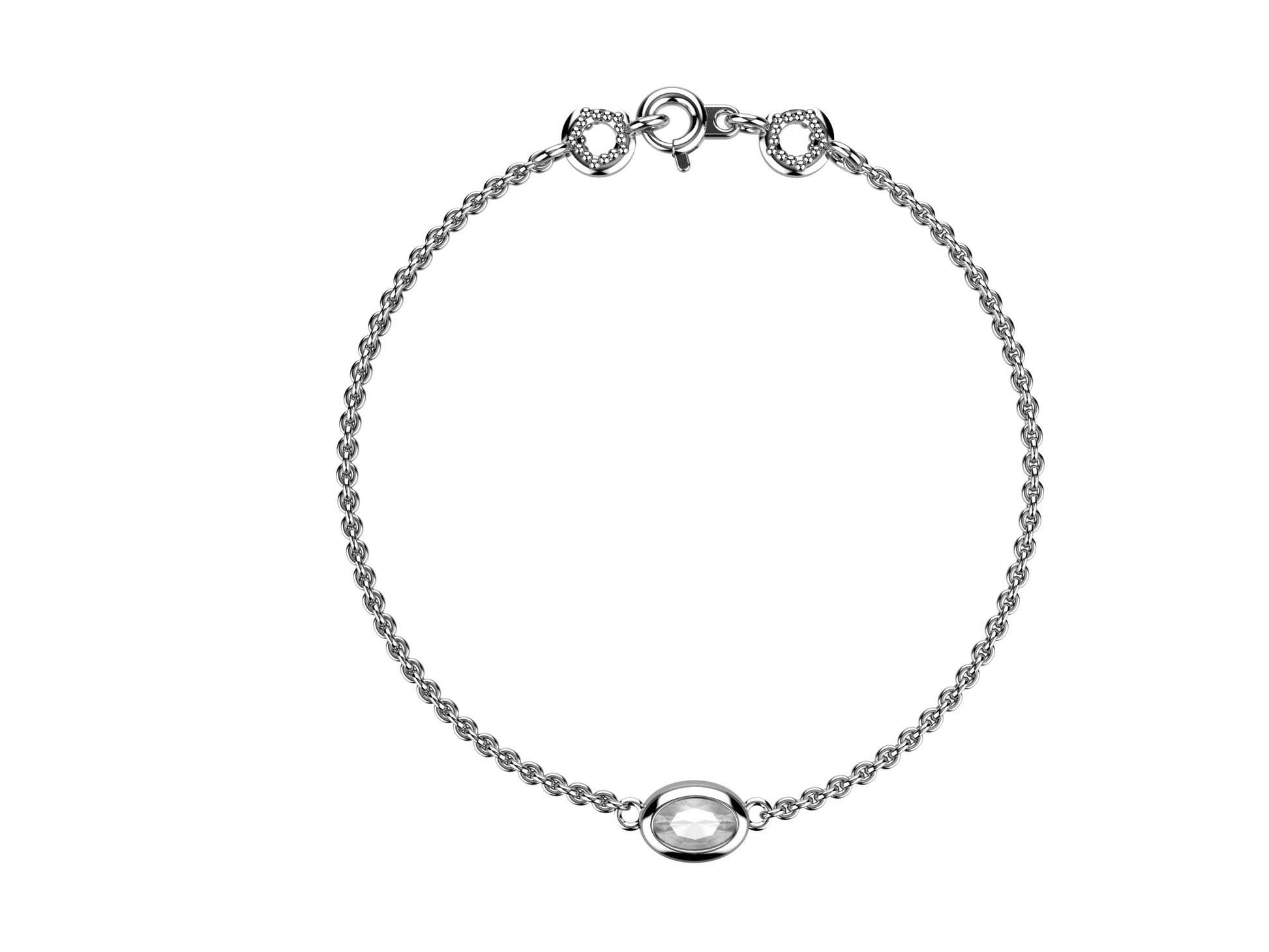 Gemmes De La Divinite bracelet, white gold set with a oval-cut diamond totaling (6.5x4mm). Thickness: 1.78 mm.