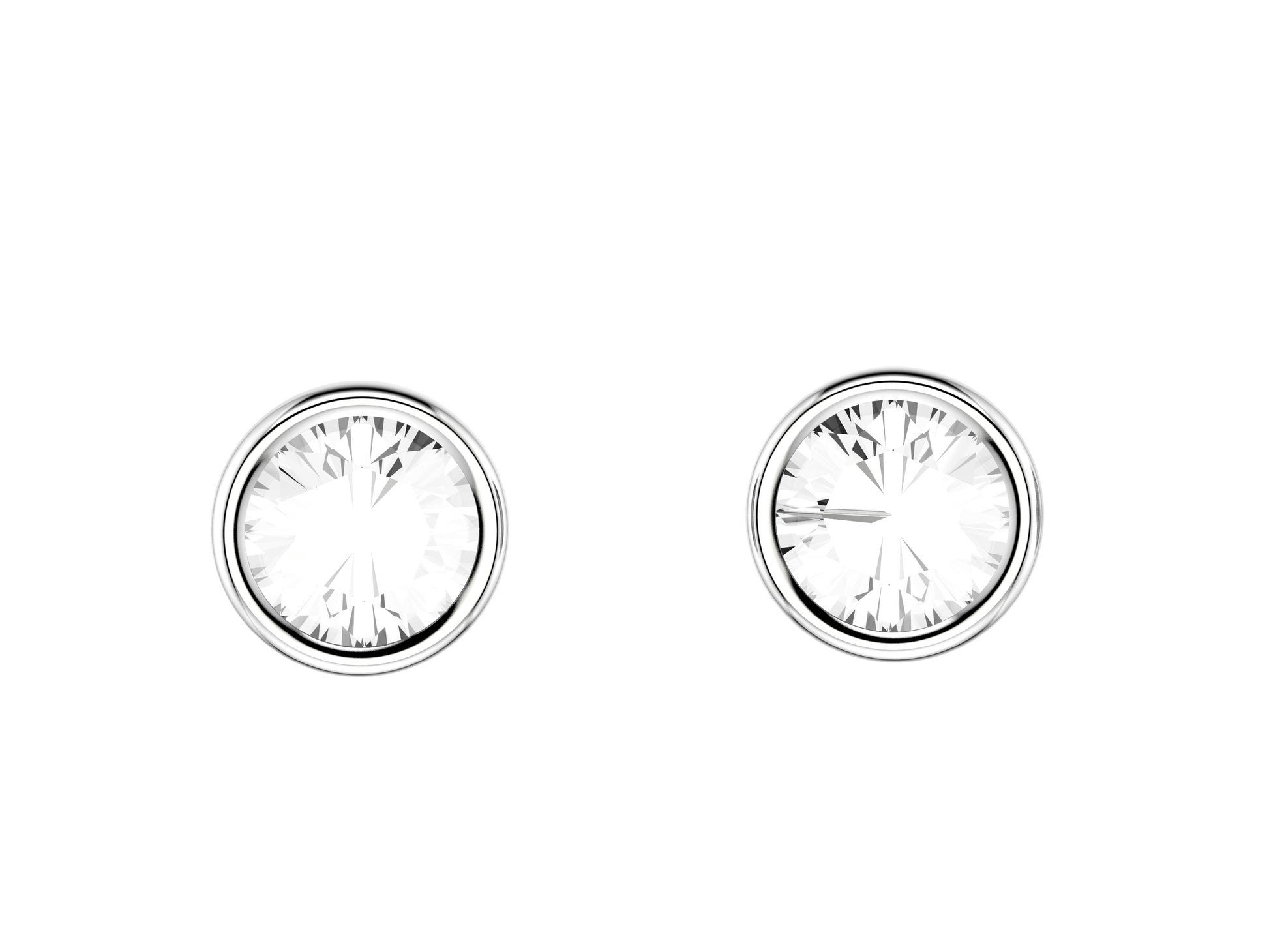 Forever earrings, 18K white gold, each set with a brilliant-cut diamond totaling 0.14 carat. Diameter of the pattern: 5.0 mm.