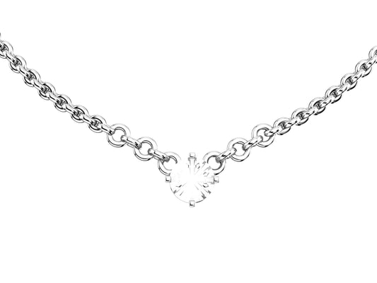 Forever necklace, 18K white gold, set with a brilliant-cut diamond totaling 0.4 carats. Diameter of the pattern: 7 mm. Chain length: 380 to 410 mm.