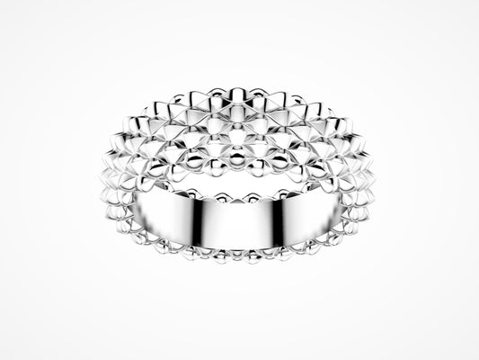 Hit New Style ring, 18K white gold. Width of the pattern: 6.0 mm.