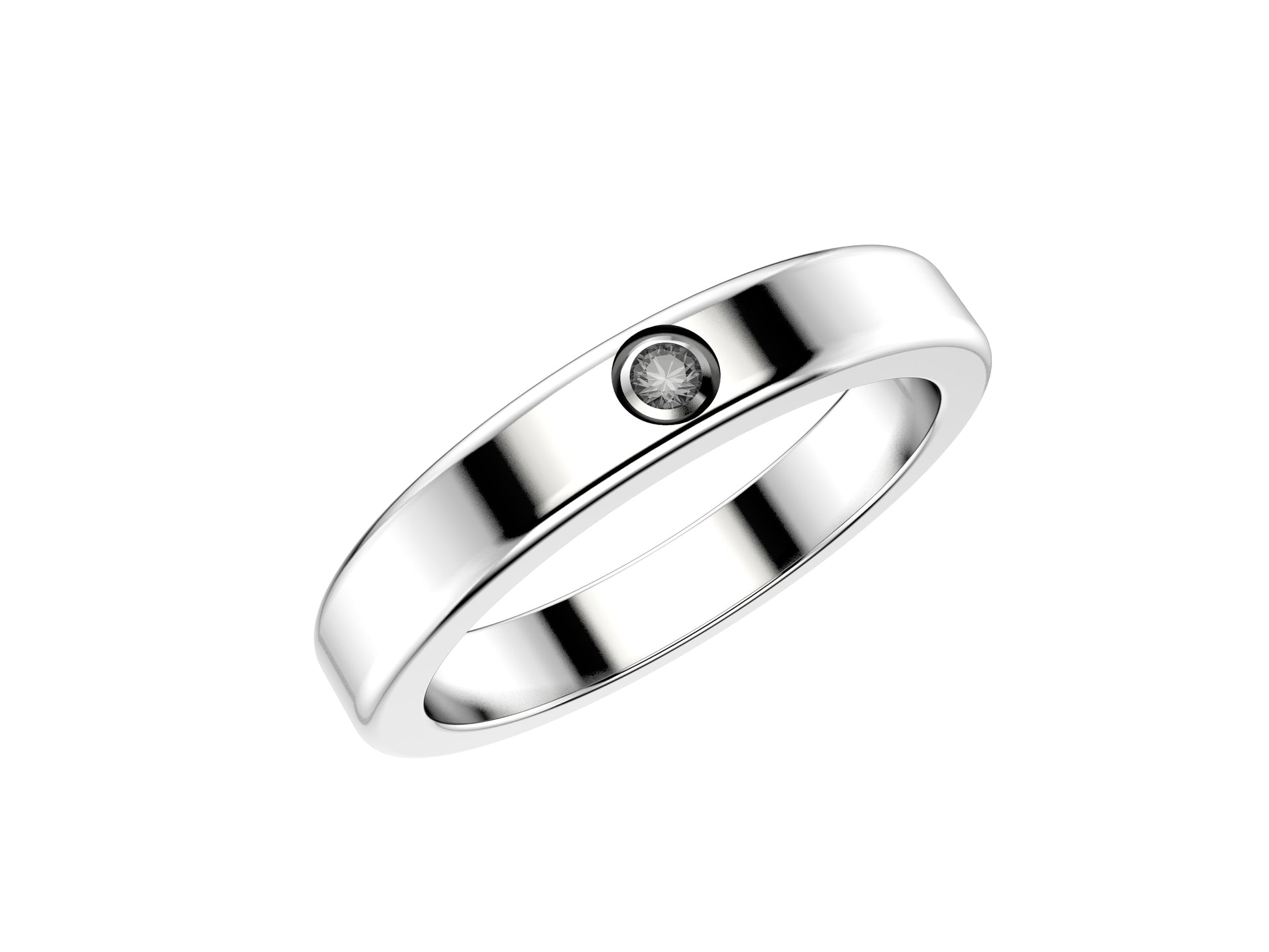 Love wedding band, width 3 mm, platinum 950‰, set with a brilliant-cut diamond of 0.014 carat.