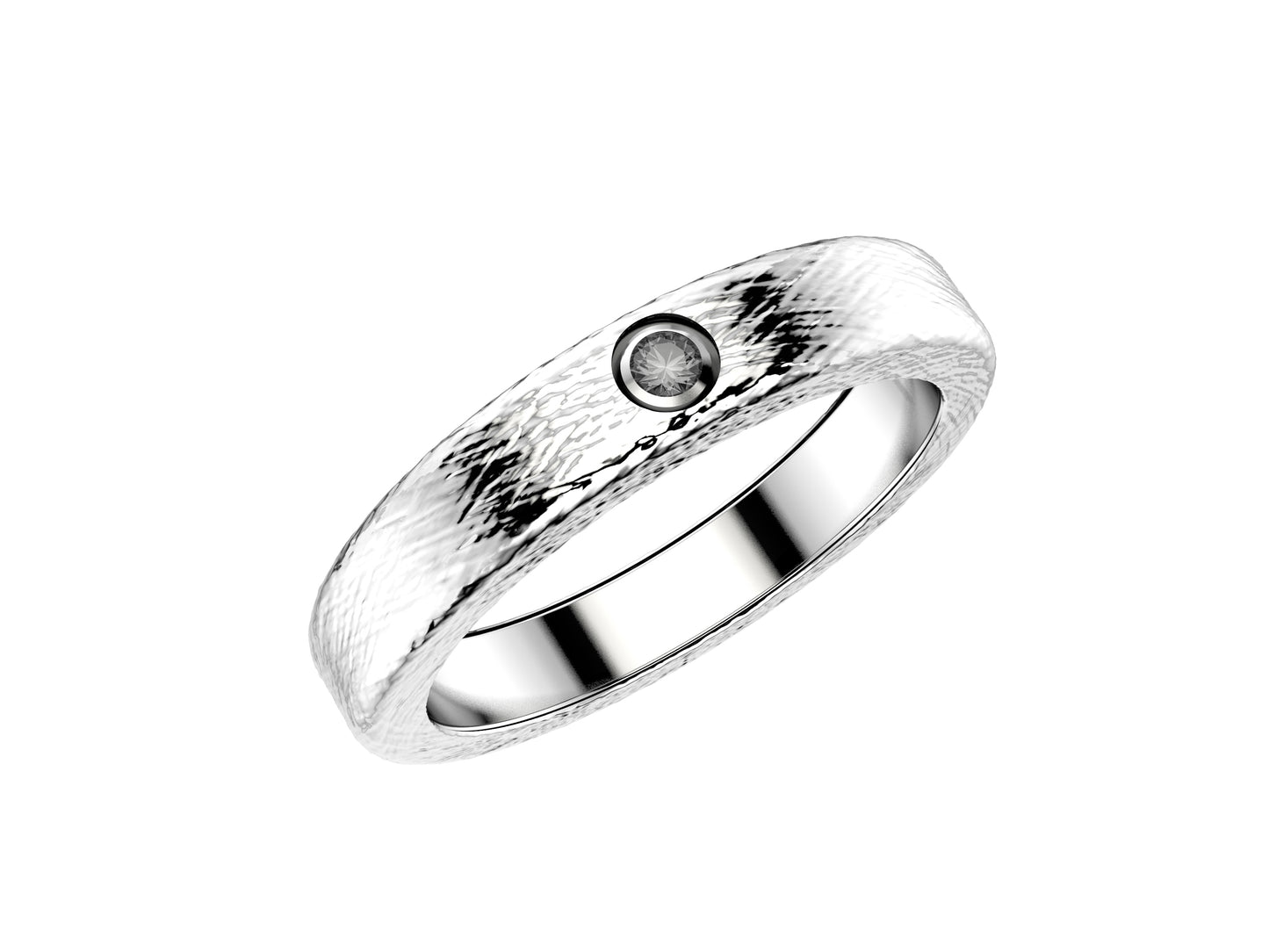 Love wedding band, width 3 mm, platinum 950‰, set with a brilliant-cut diamond of 0.014 carat.