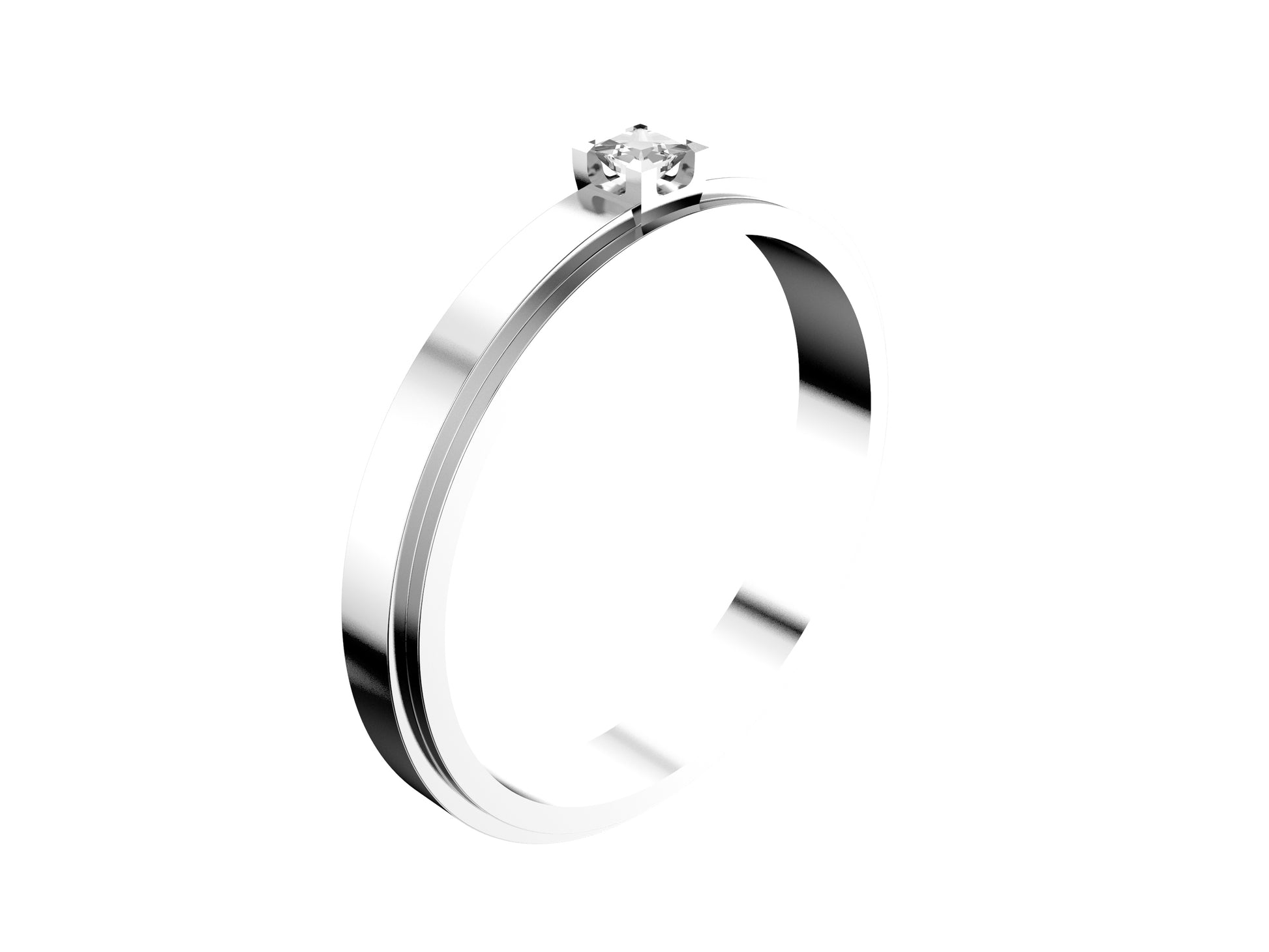 Forever wedding band, width 3.0 mm, platinum 950‰, set with a princess-cut diamond of 0.05 carat.