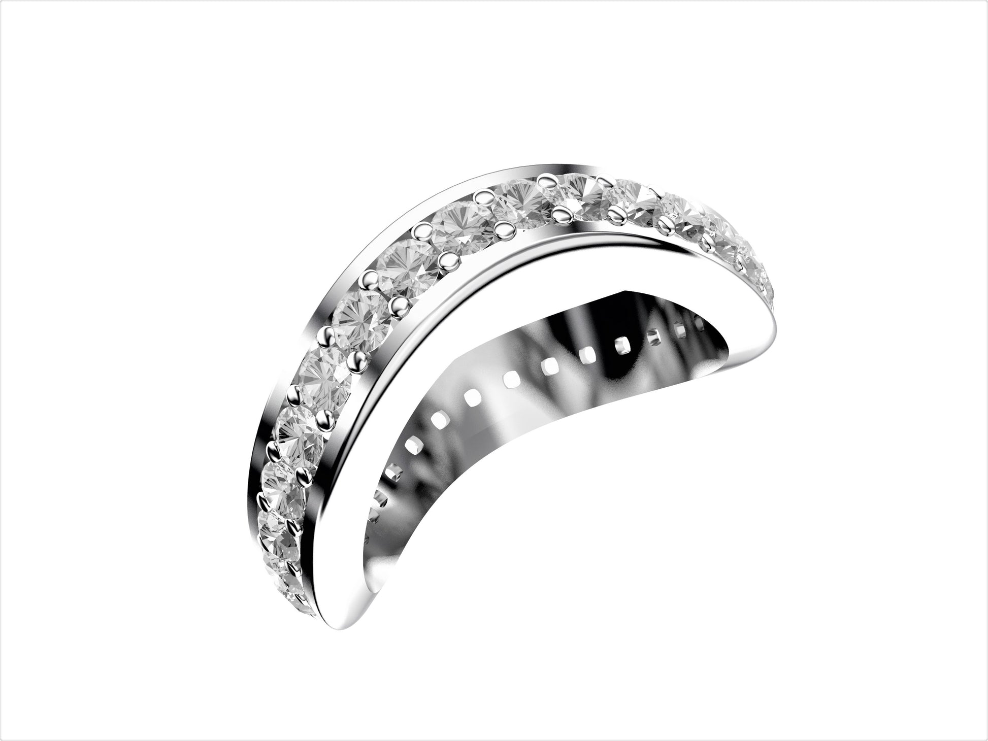 Forever wedding band, width 3.5 mm, platinum 950‰, set with 33 brilliant-cut diamonds totaling 1.269 carat.