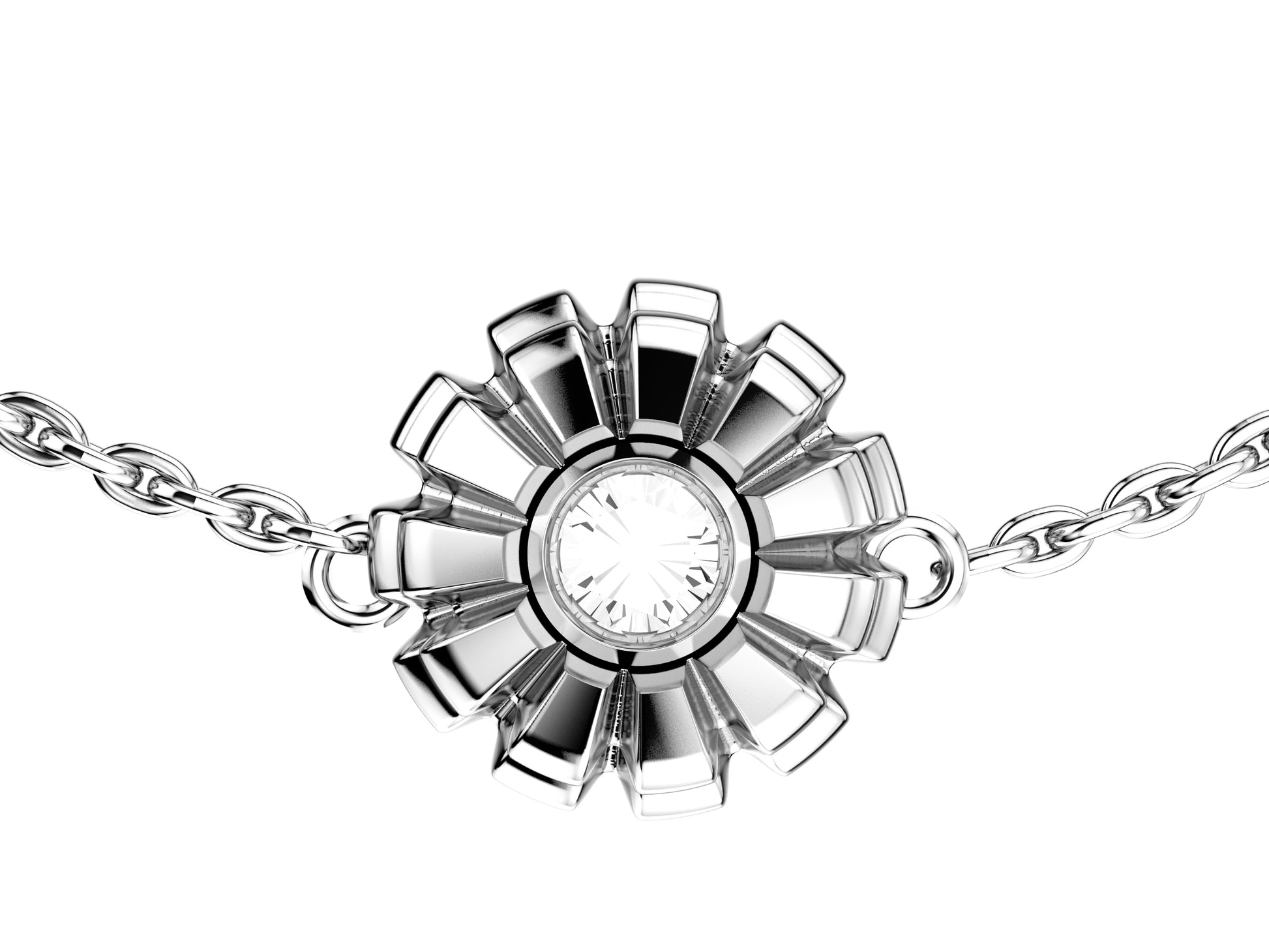 Flower bracelet, 18K white gold, diamond.