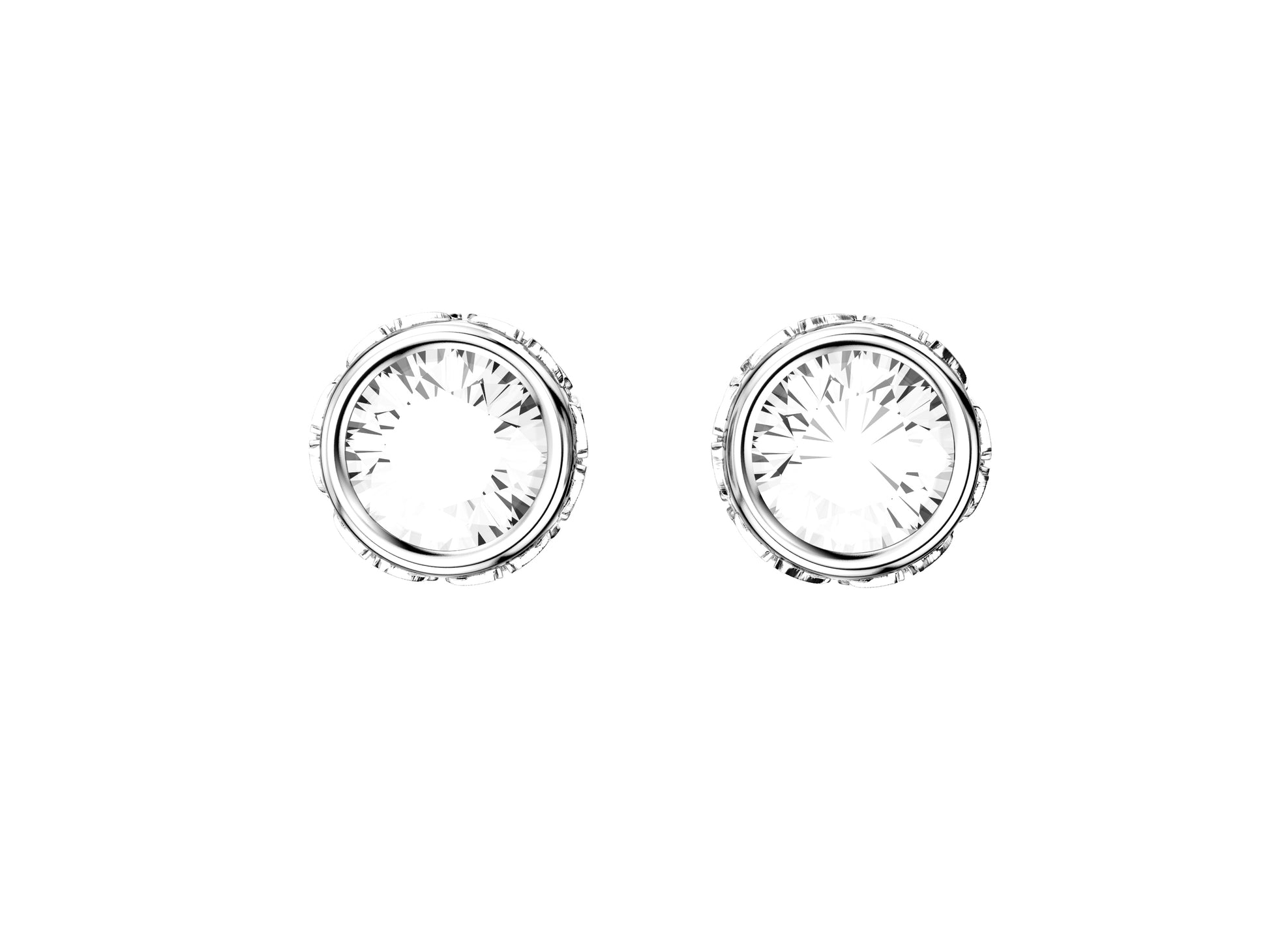 Gemmes De La Divinite earrings, 18K white gold, each set with a diamond. Diameter of the pattern: 5.0 mm