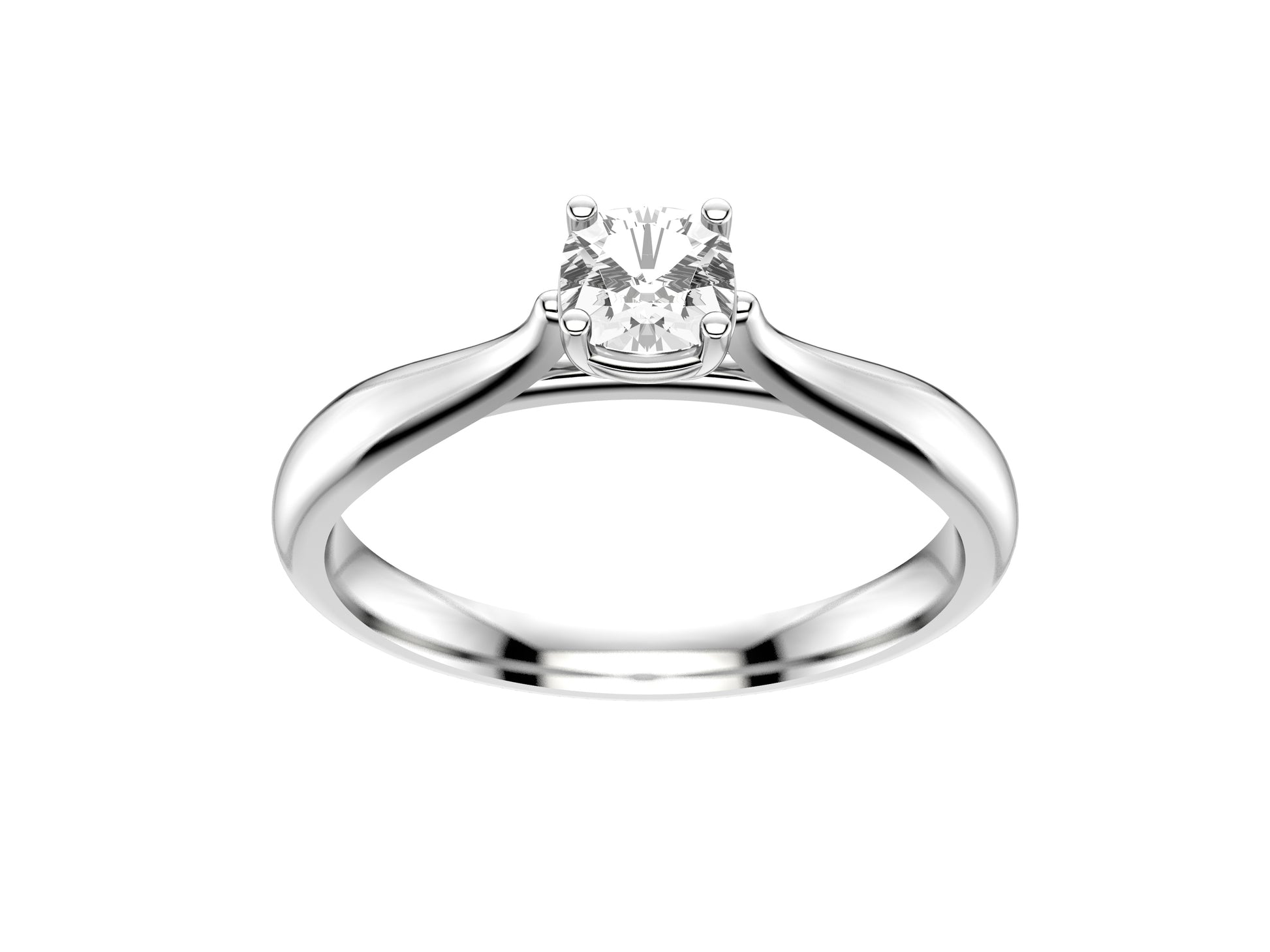 Forever engagement ring, 18K white gold, set with a cusion-cut diamond available in 0.2 to 0.29 carats. 