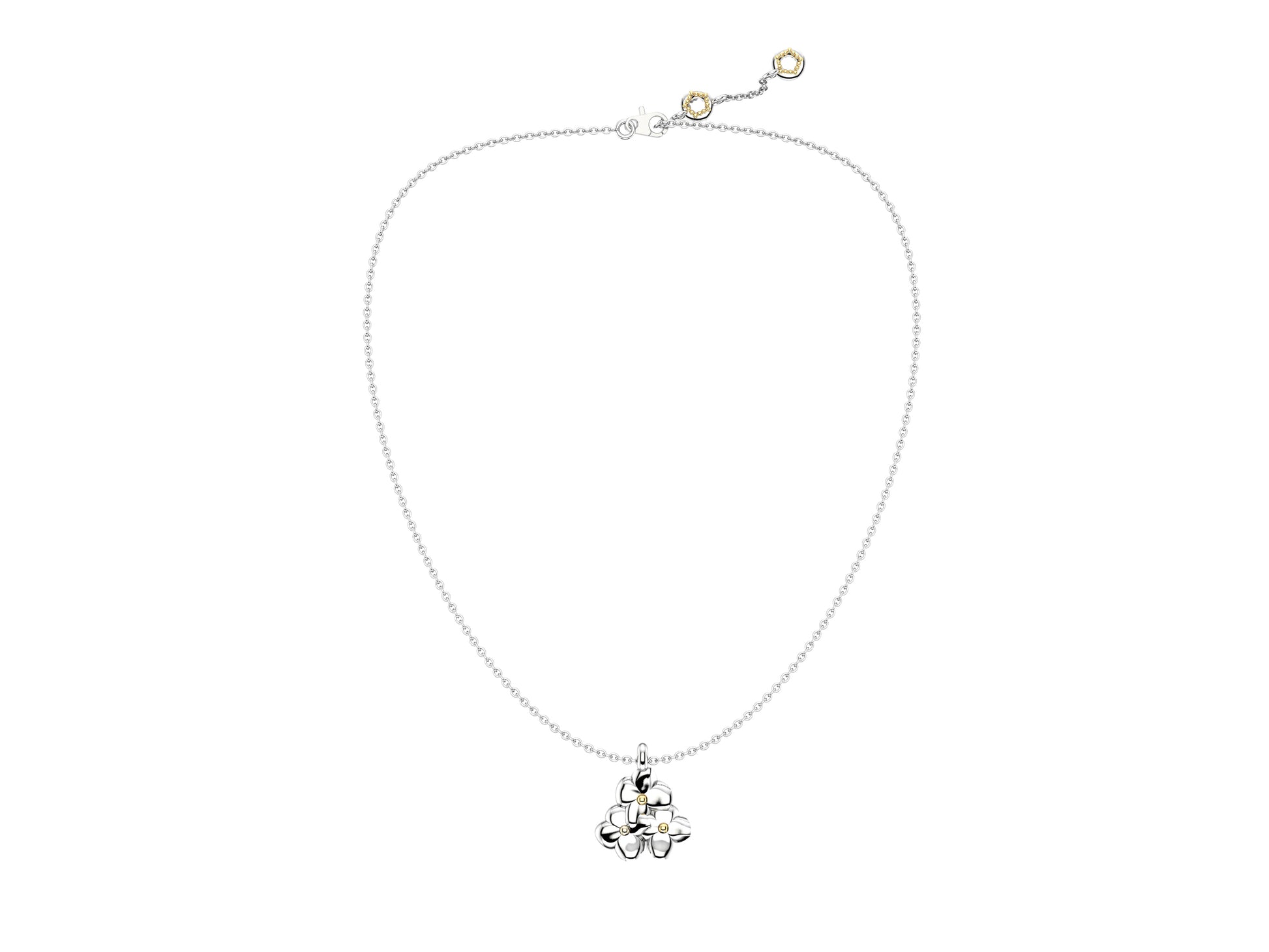 Flores de MatiJaro necklace, 18K white gold. Length: 60 – 60.4 cm. Width of the motif: 16 mm. Length of the motif: 16 mm.