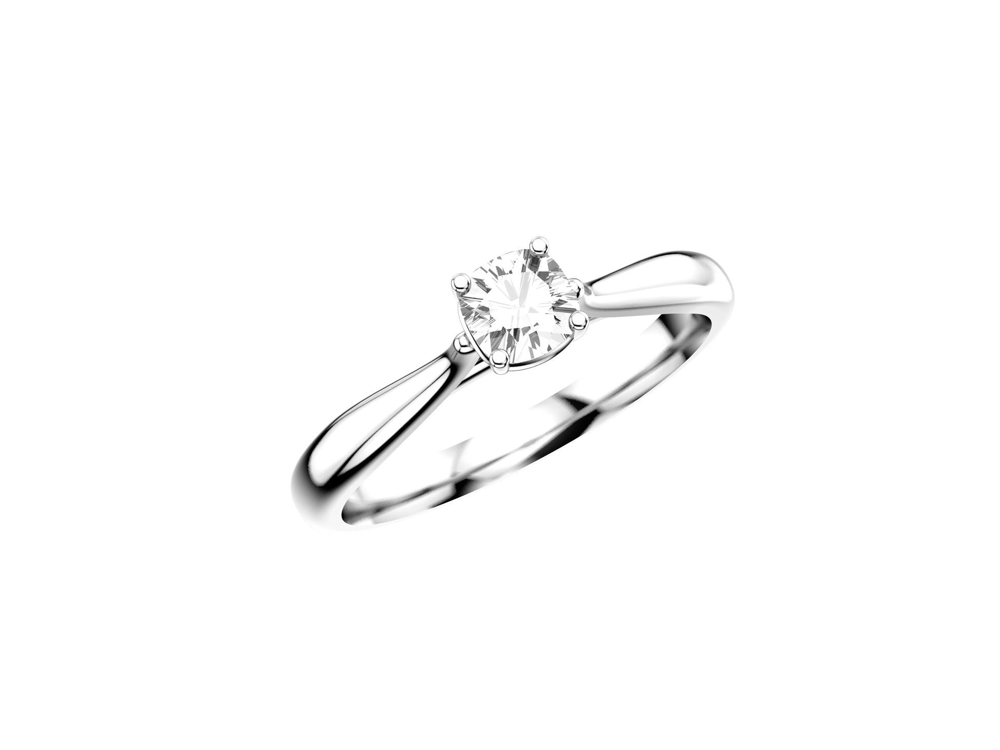 Forever engagement ring, 18K white gold, set with a cusion-cut diamond available in 0.2 to 0.29 carats. 