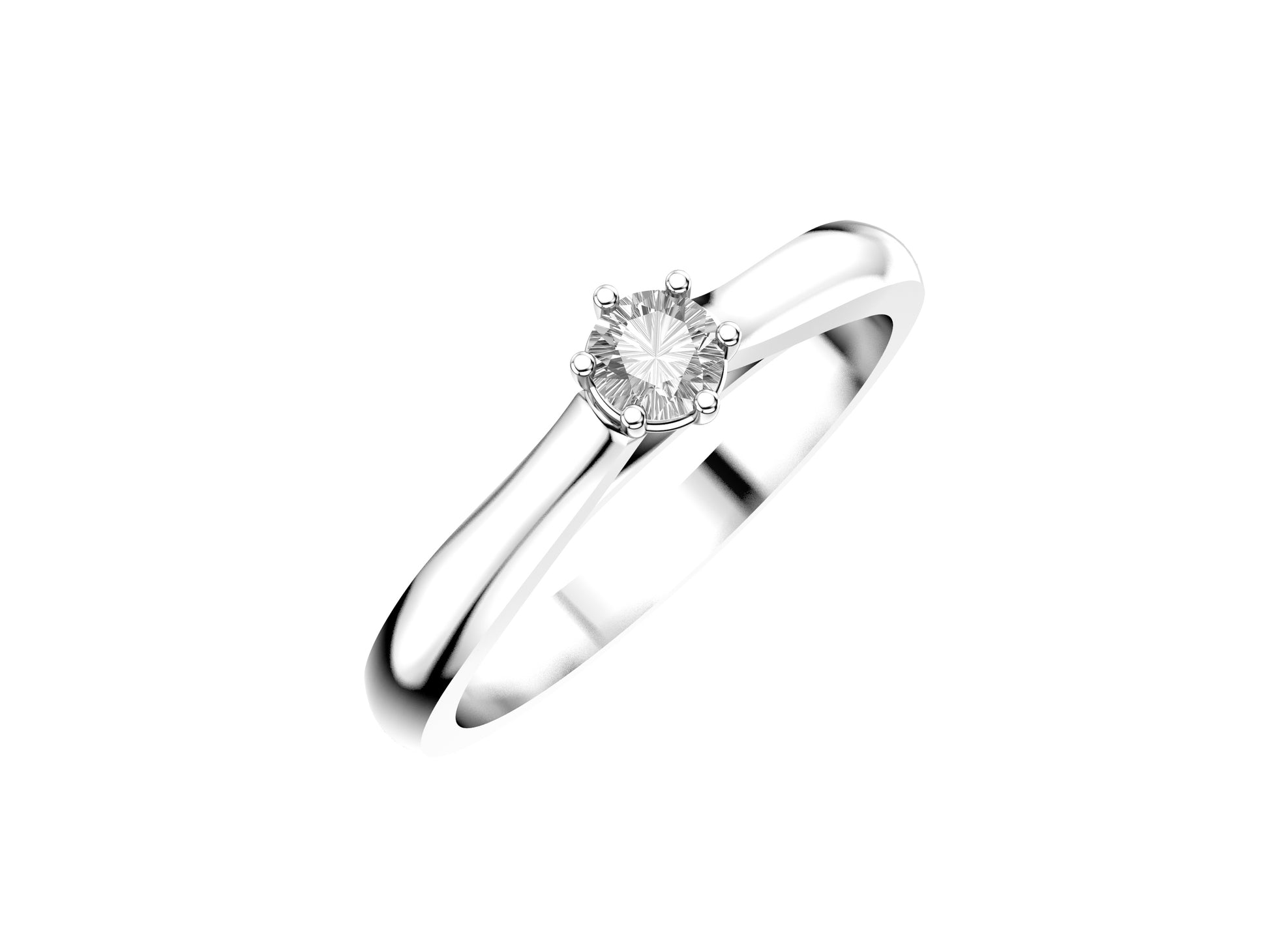 Forever engagement ring, 18K white gold, set with a brilliant-cut diamond available in 0.1 to 0.19 carats