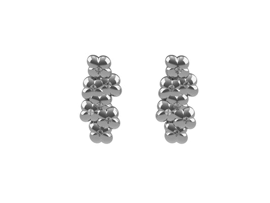 Flores de MatiJaro earrings, 18K white gold, each set with 14 brilliant-cut diamonds totaling 0.27 carats. 