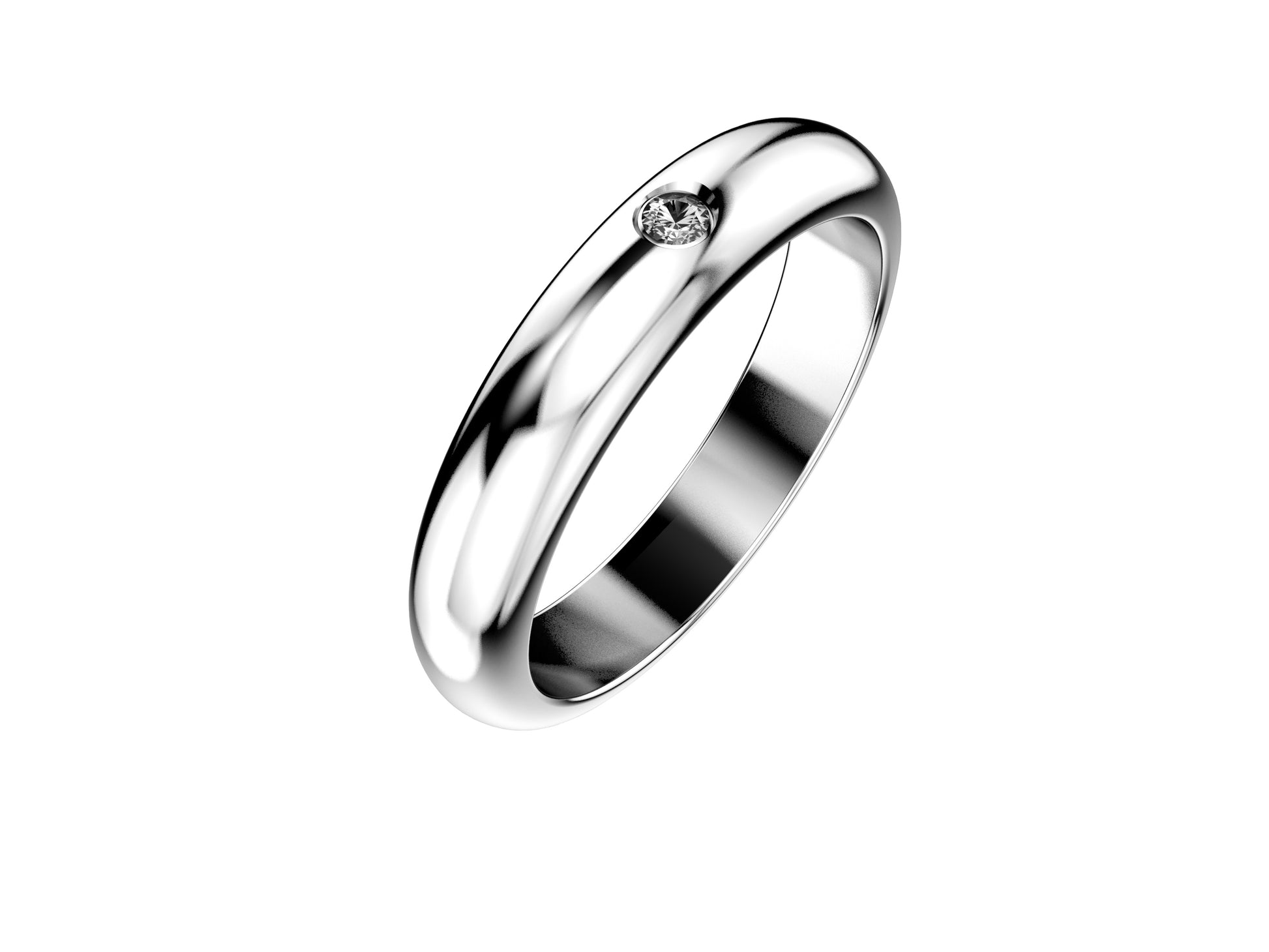 Love P wedding band, width 3.5 mm, platinum 950‰, set with a brilliant-cut diamond of 0.015 carat.