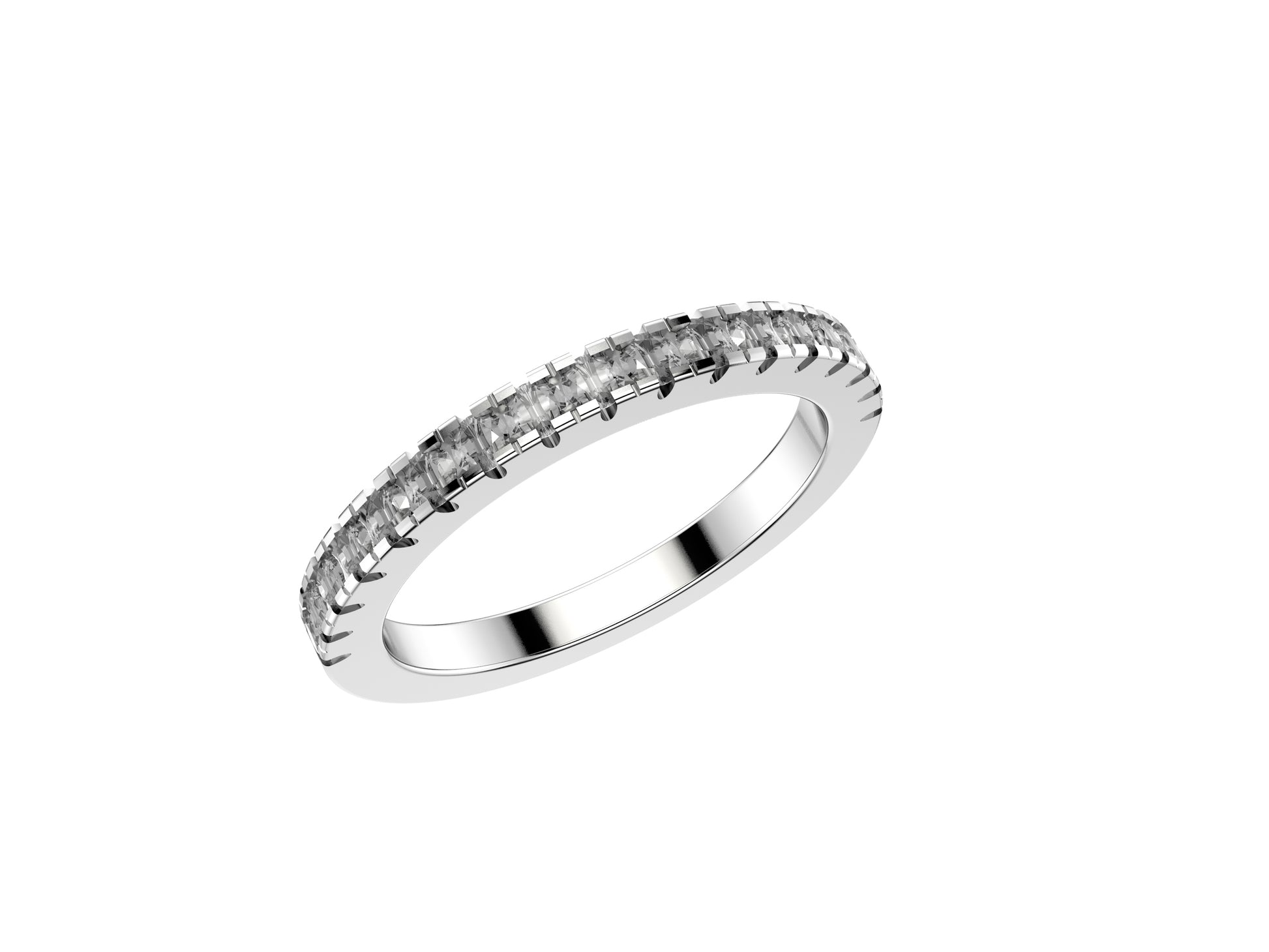 Rainbow wedding band, width 2.0 mm, platinum 950‰, set with 17 brilliant-cut diamonds totaling 0.23 carats. 