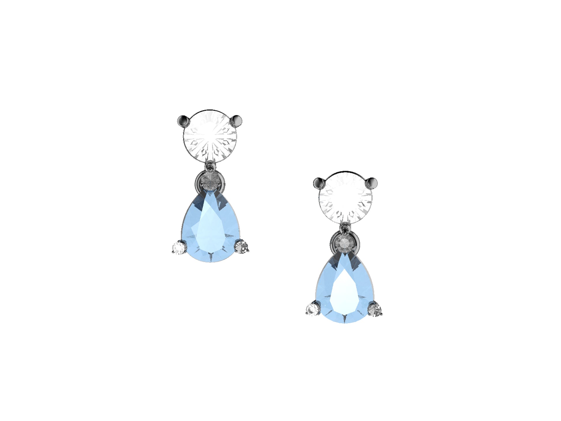 Gemme's De La Divinite earrings, sterling silver, 2 pear cut topazes, 2 pear cut topazes.
