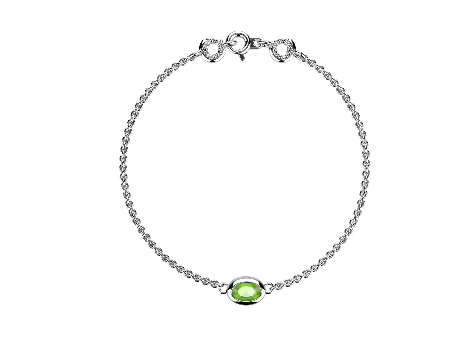 Gemmes De La Divinite bracelet, sterling silver set with a oval-cut chrystoberyl totaling (6.5x4mm). Thickness: 1.78 mm.