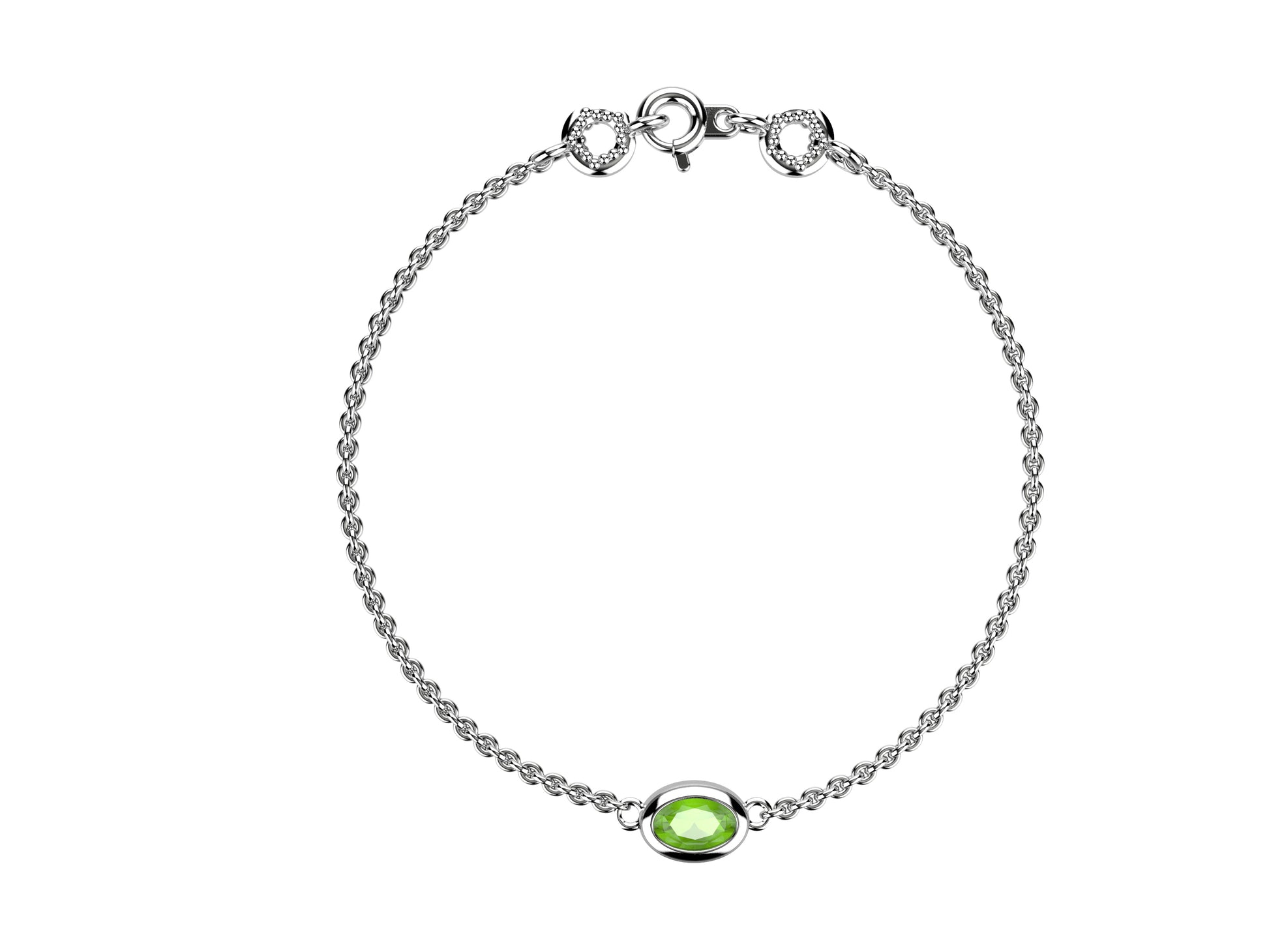 Gemmes De La Divinite bracelet, sterling silver set with a oval-cut chrystoberyl totaling (6.5x4mm). Thickness: 1.78 mm.