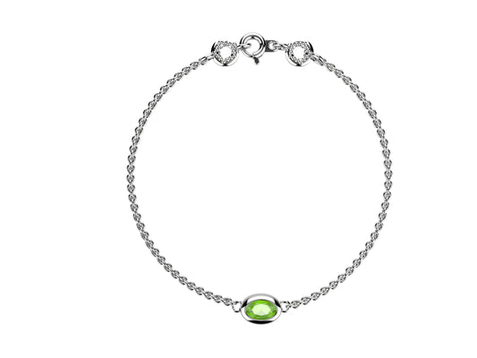 Gemmes De La Divinite bracelet, sterling silver set with a oval-cut chrystoberyl totaling (6.5x4mm). Thickness: 1.78 mm.