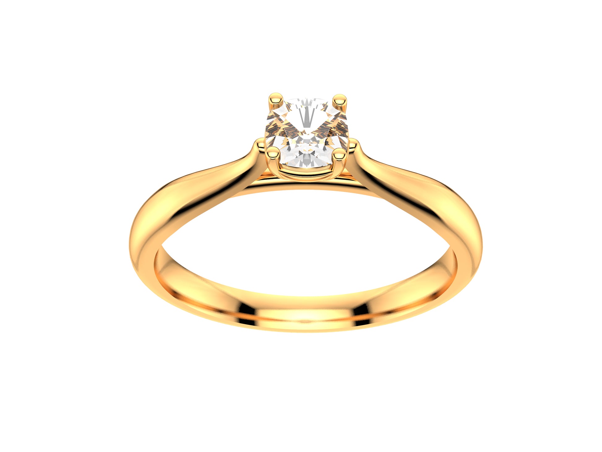 Forever engagement ring, 18K rose gold, set with a cusion-cut diamond available in 0.2 to 0.29 carats. 