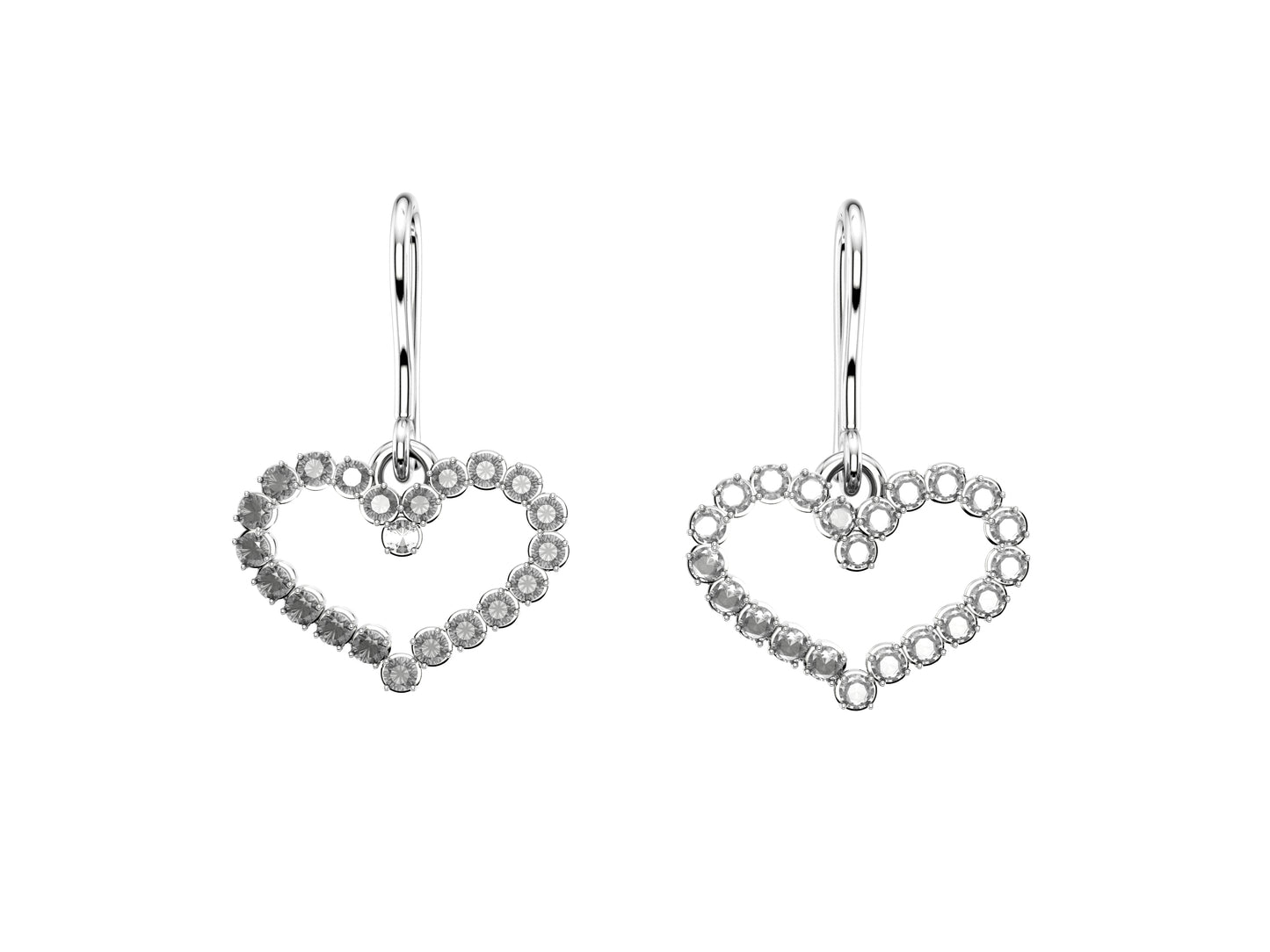 MatiJaro Heart earring, 18K white gold, set with brilliant-cut diamonds.