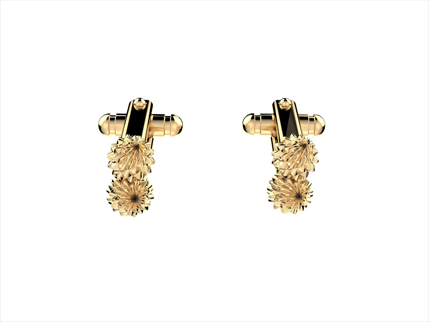 Flowers Cufflinks in yellow gold.