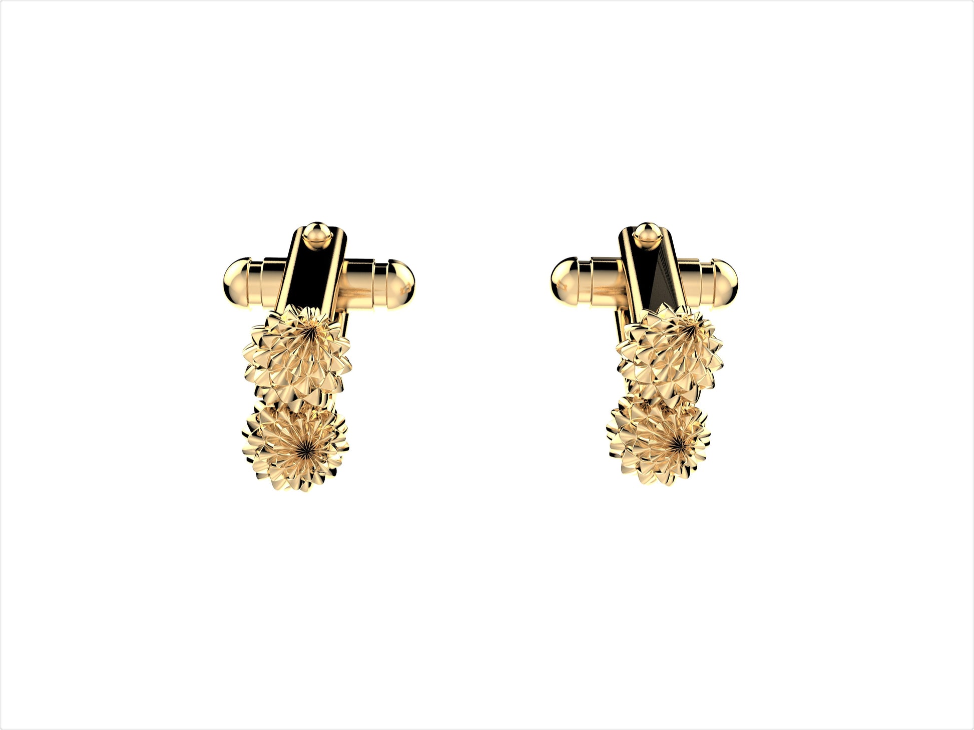 Flowers Cufflinks in yellow gold.