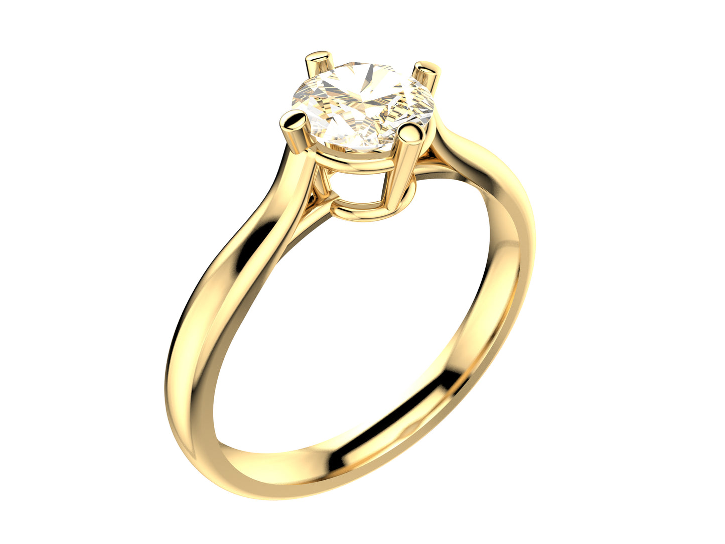 Forever engagement ring, yellow 950, set with a brilliant-cut diamond available in 0.7 to 0.79 carats. 