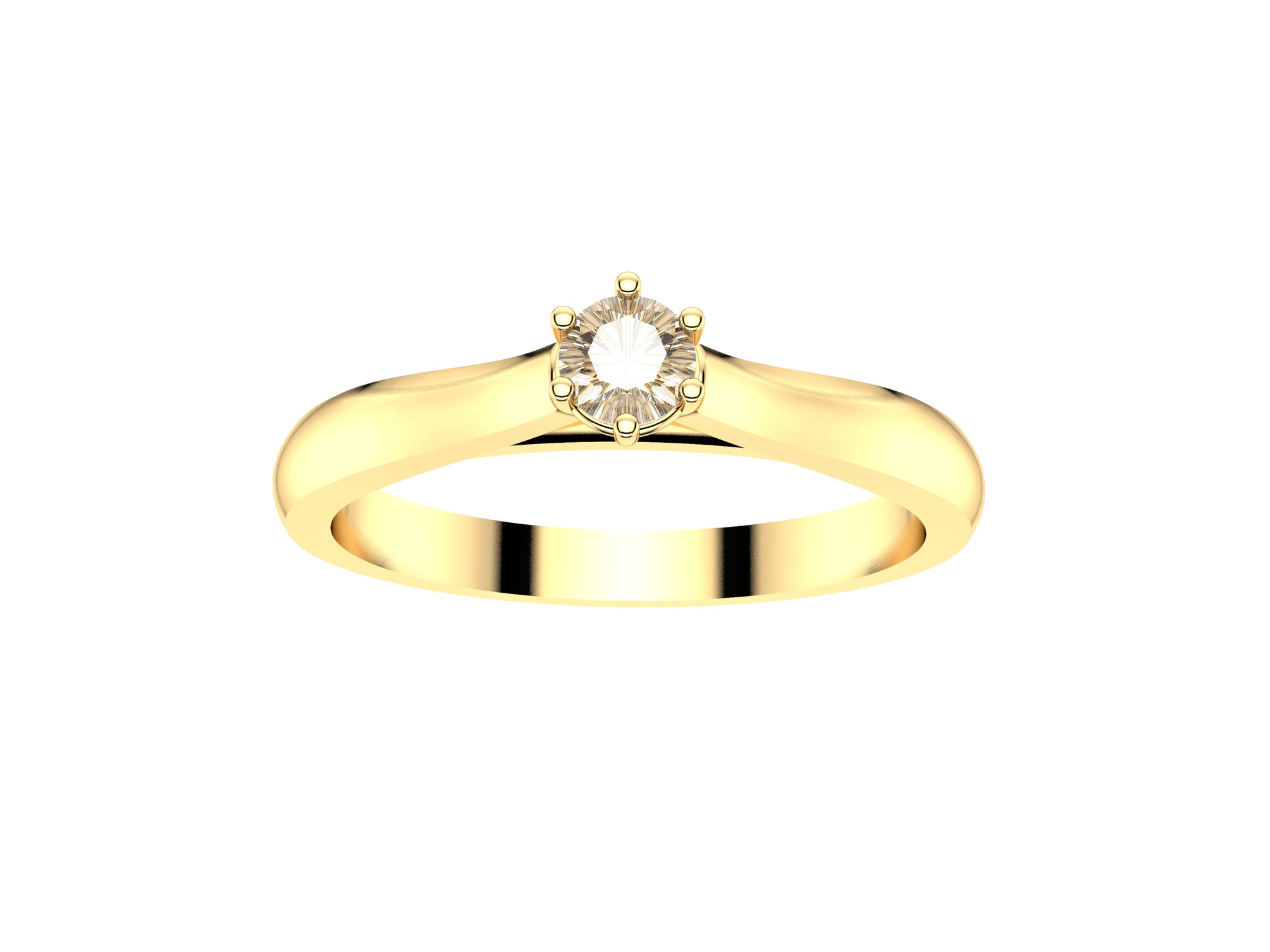 Forever engagement ring, 18K yellow gold, set with a brilliant-cut diamond available in 0.1 to 0.19 carats. 