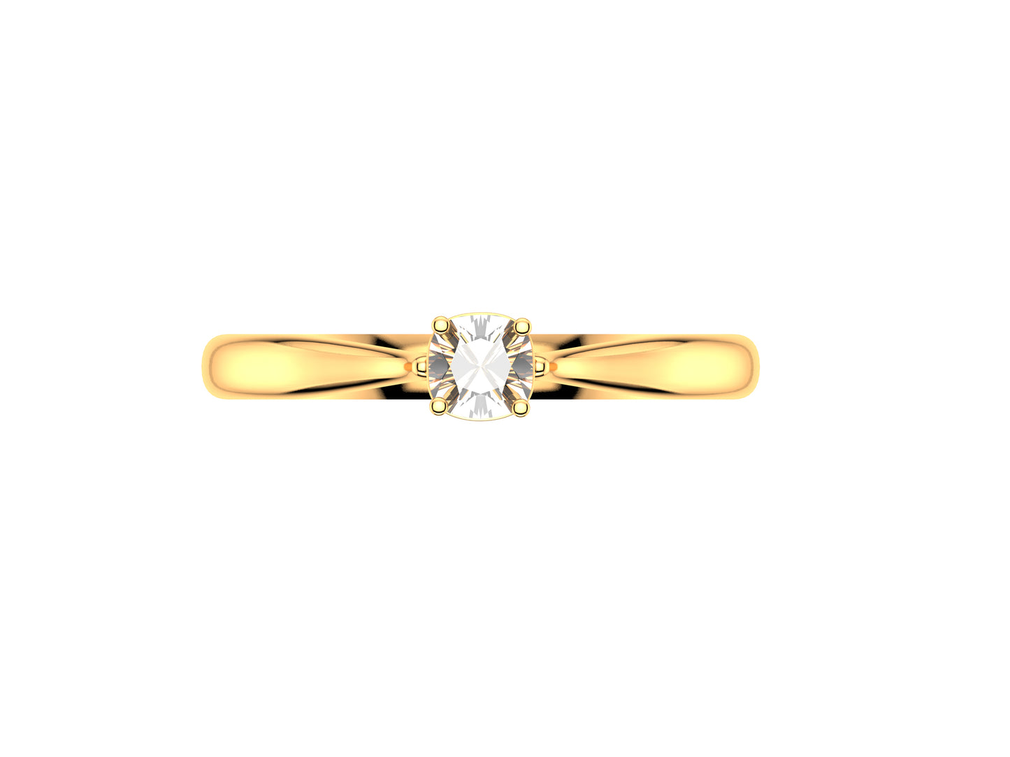 Forever engagement ring, 18K rose gold, set with a cusion-cut diamond available in 0.2 to 0.29 carats. 