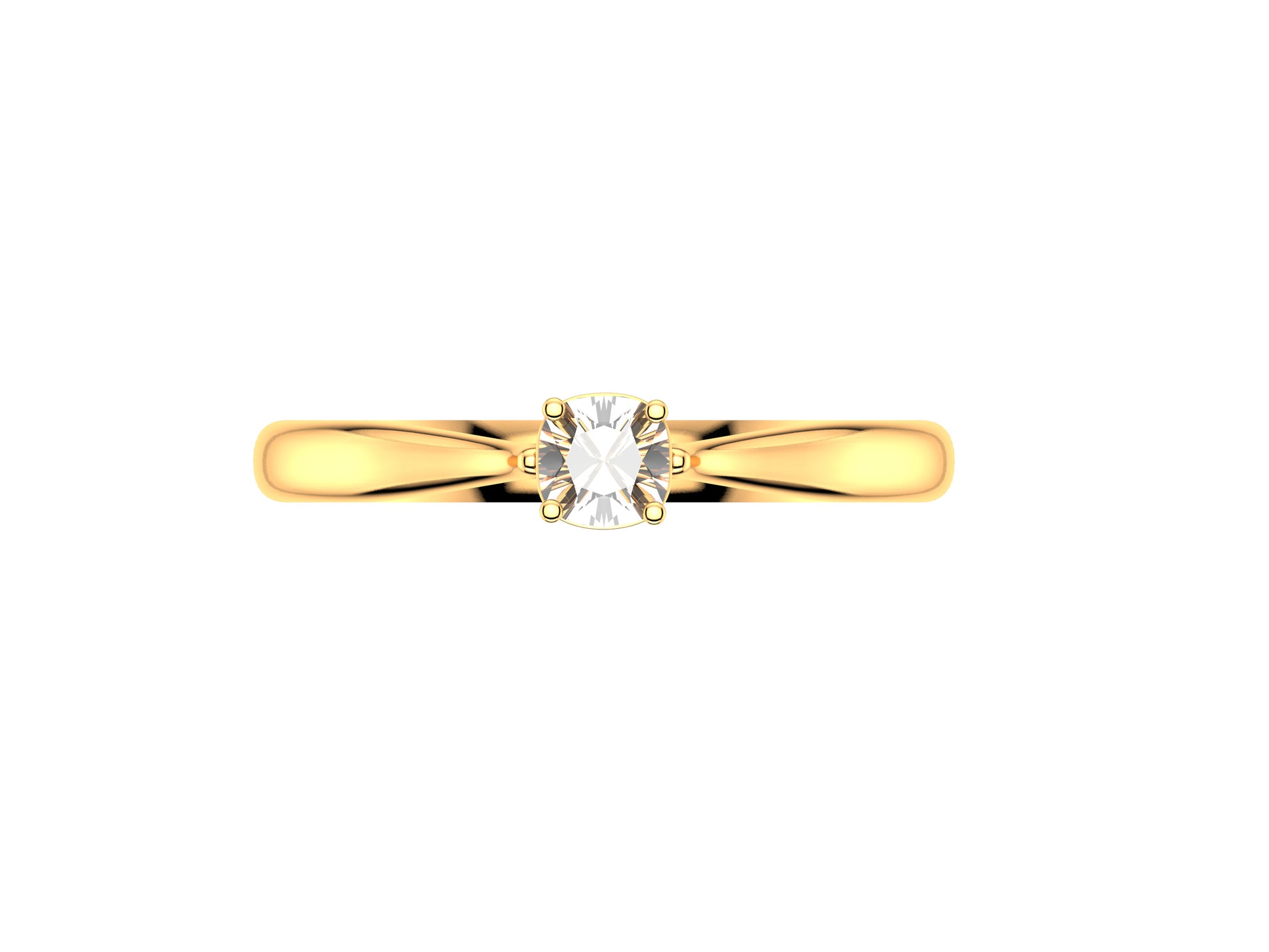 Forever engagement ring, 18K rose gold, set with a cusion-cut diamond available in 0.2 to 0.29 carats. 