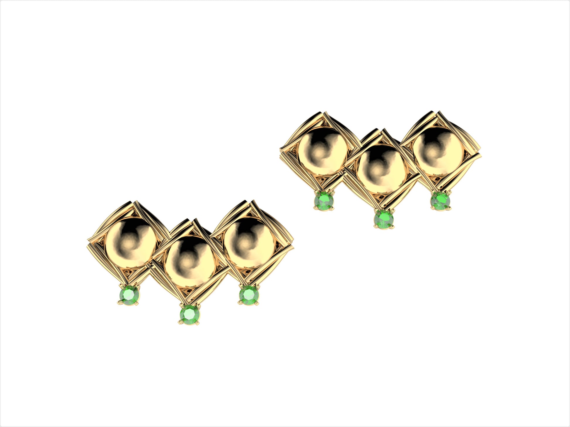 MatiJaro MJ earrings, white gold, 6 brilliant-cut diamonds totaling 0.01 carat.