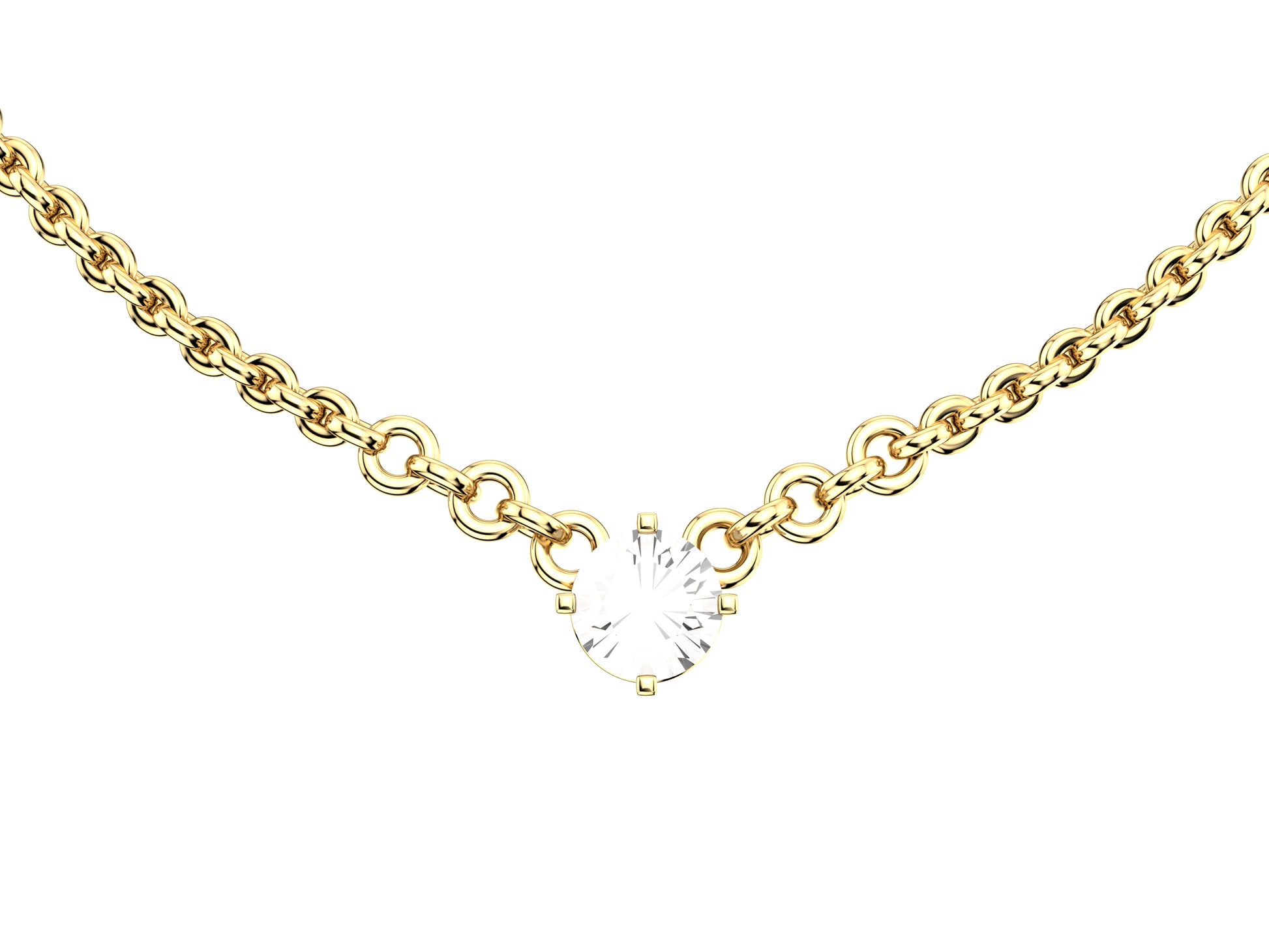 Forever necklace, 18K yellow gold, set with a brilliant-cut diamond totaling 0.4 carats. Diameter of the pattern: 7 mm. Chain length: 380 to 410 mm.