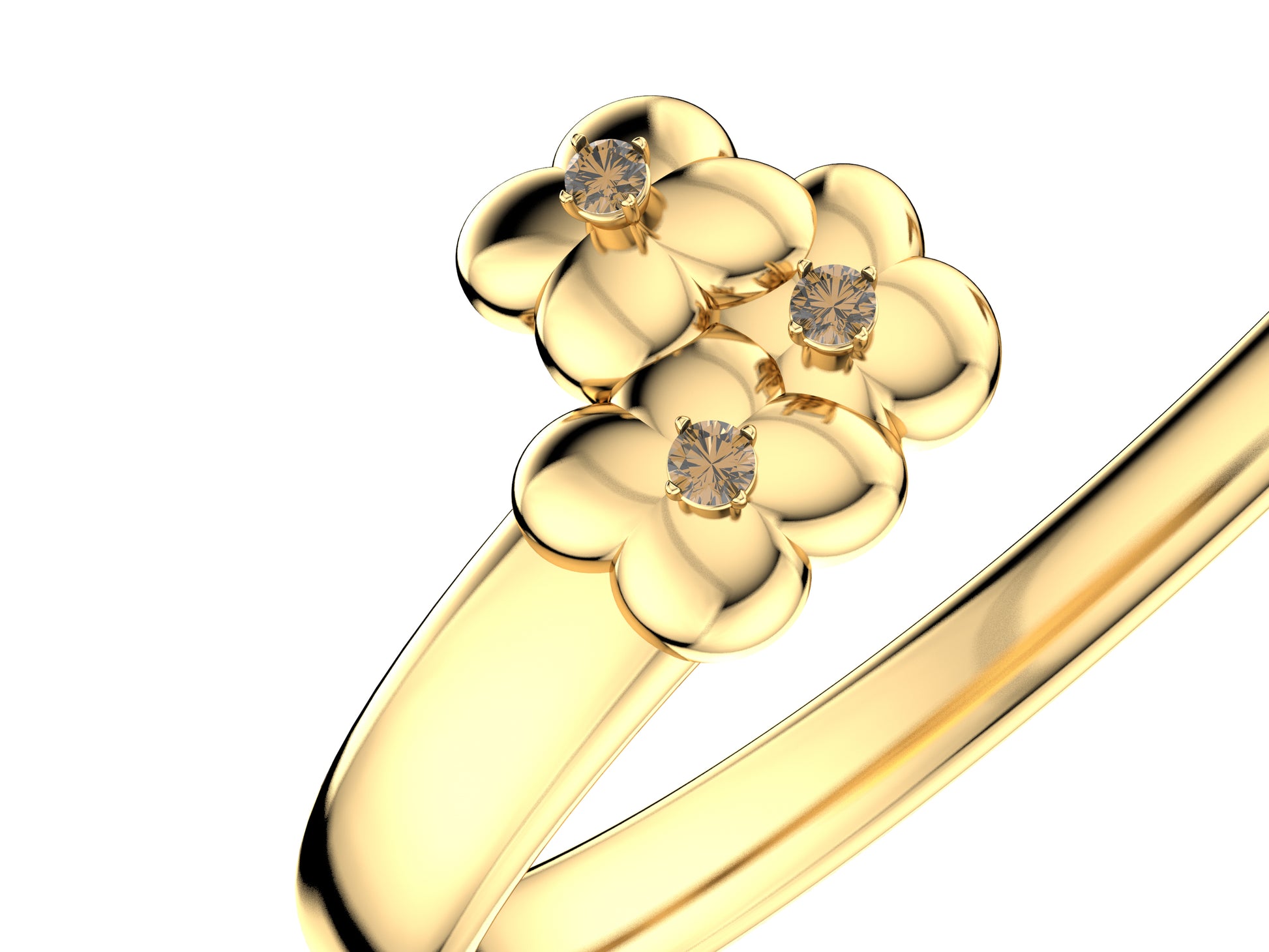 Flower bracelet, 18K yellow  gold, diamonds.
