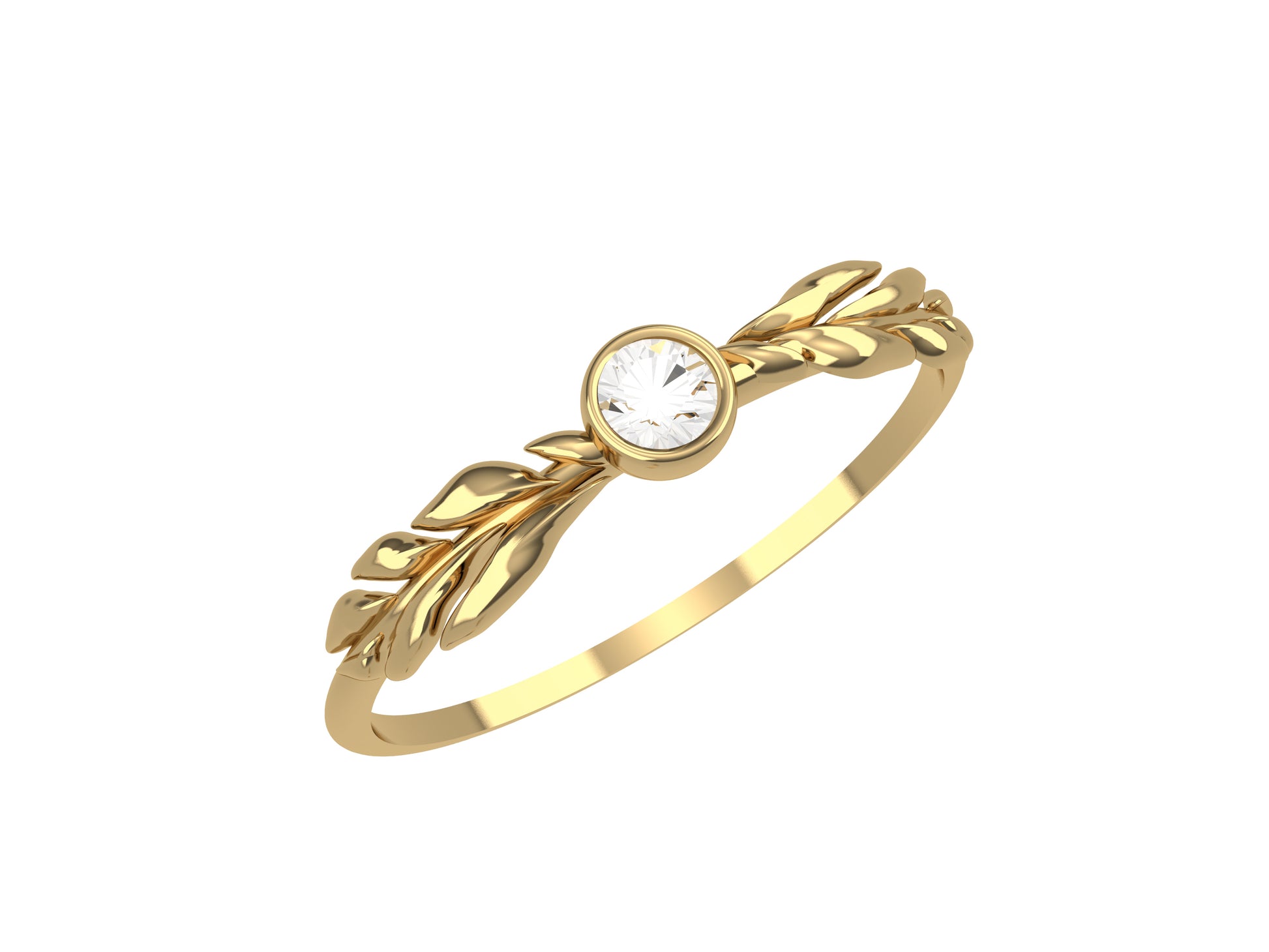 Flores de MatiJaro ring 18K yellow gold, set with a diamond available in 0.01 carat