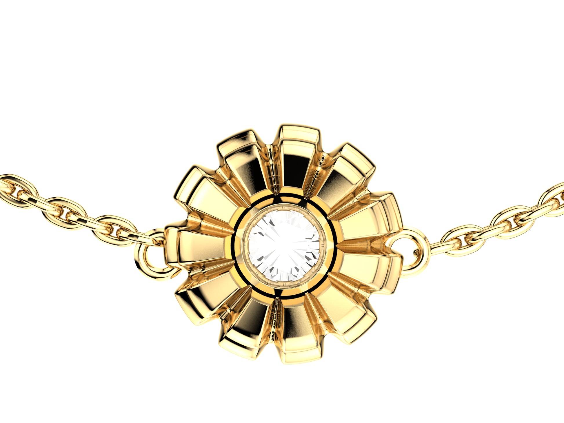 Flower bracelet, 18K yellow gold, diamond