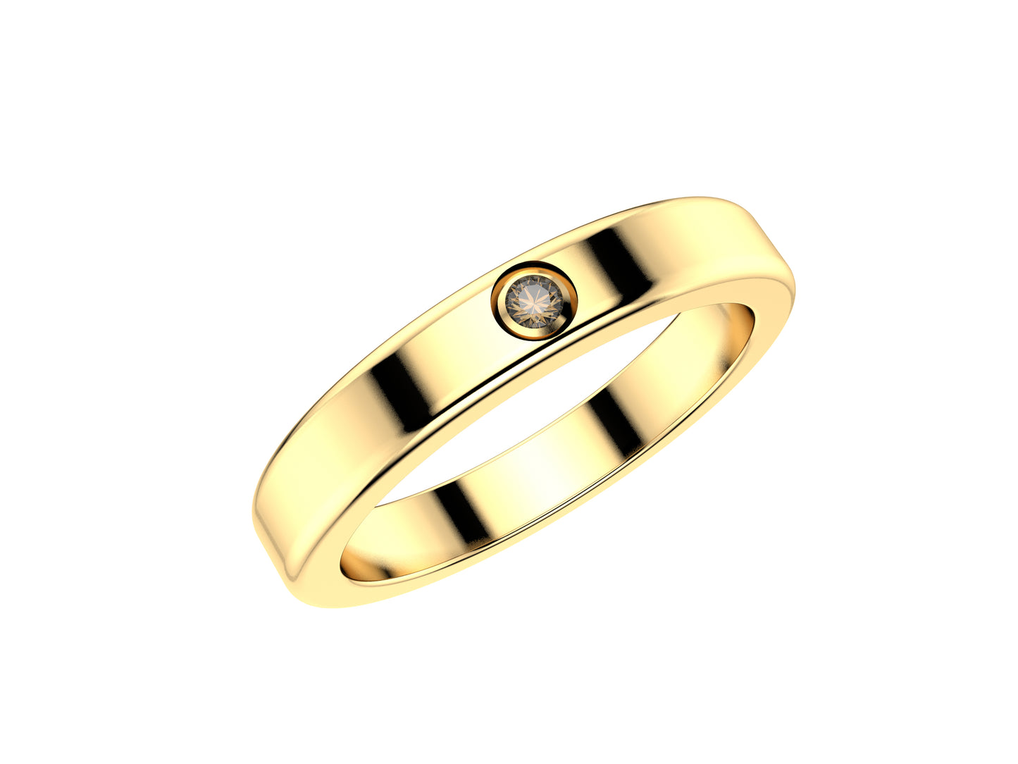 Love wedding band, width 3 mm, 18 K yellow gold, set with a brilliant-cut diamond of 0.014 carat.