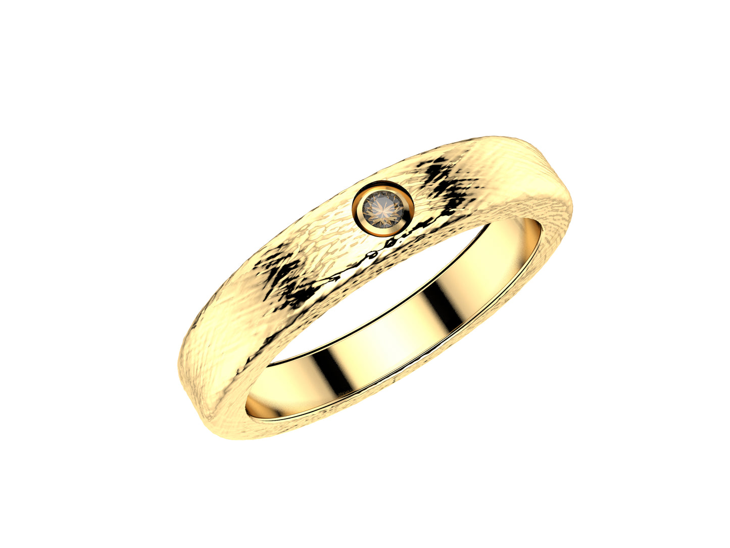 Love wedding band, width 3 mm, 18 K yellow gold, set with a brilliant-cut diamond of 0.014 carat.