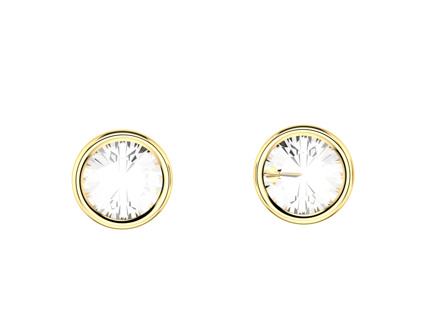 Forever earrings, 18K yellow gold, each set with a brilliant-cut diamond totaling 0.14 carat. Diameter of the pattern: 5.0 mm.