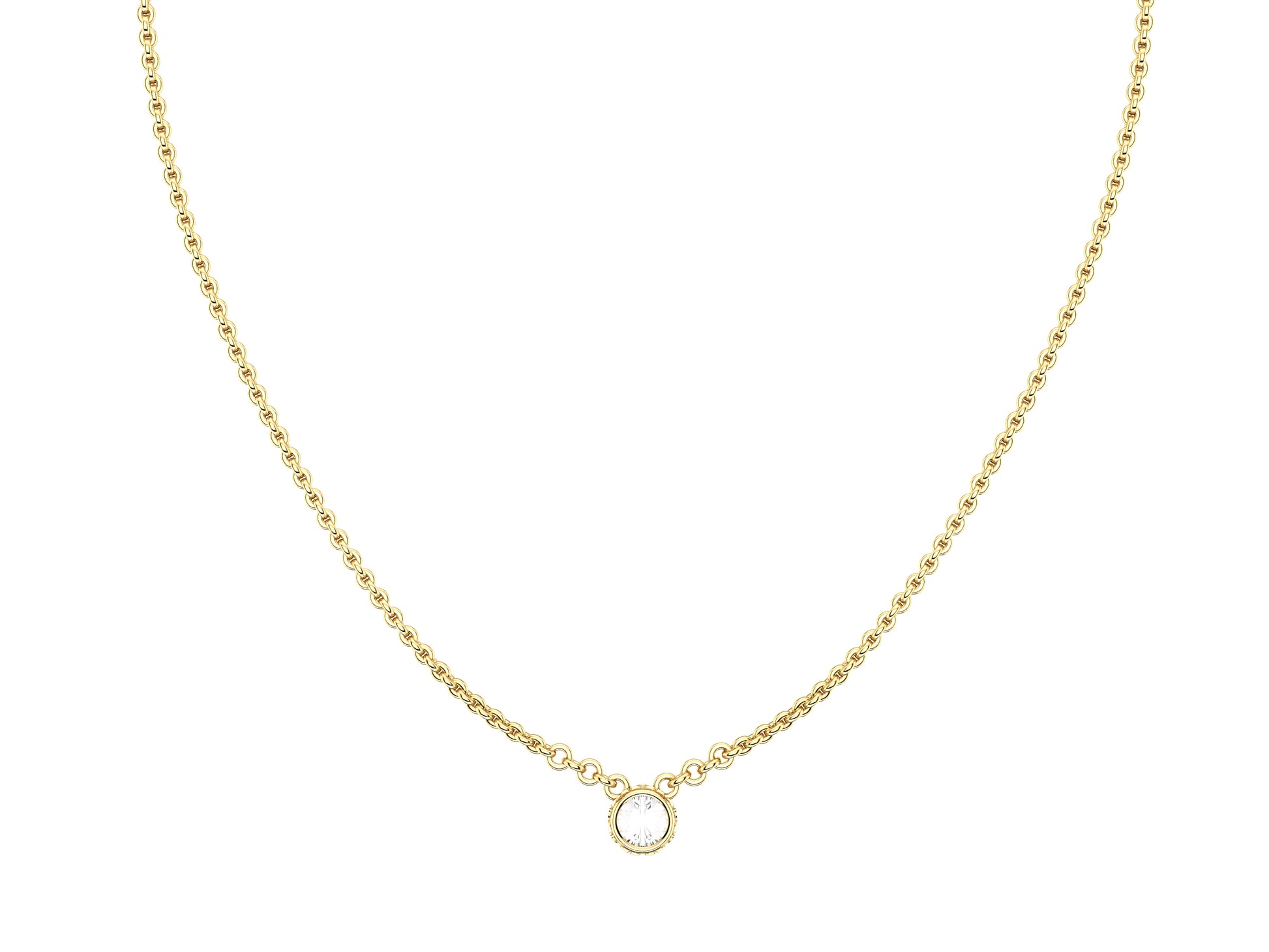 Gemmes De La Divinite necklace, 18K yellow gold, set with a brilliant-cut diamond totaling 0.35 carat. Chain length: 380 to 410 mm.