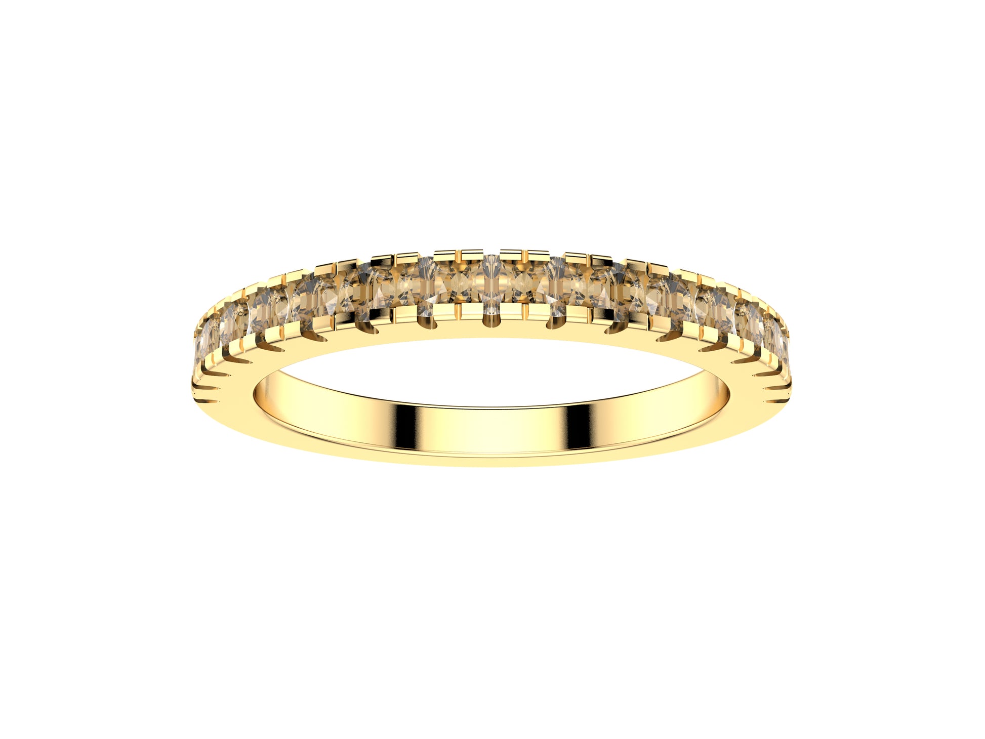 Rainbow wedding band, width 2.0 mm, 18K yellow gold, set with 17 brilliant-cut diamonds totaling 0.23 carats. 