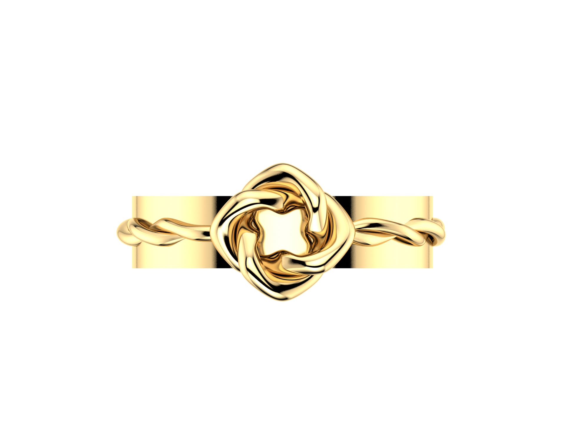 Flores de MatiJaro ring, 18K yellow gold. Width of the pattern: 9.0 mm.