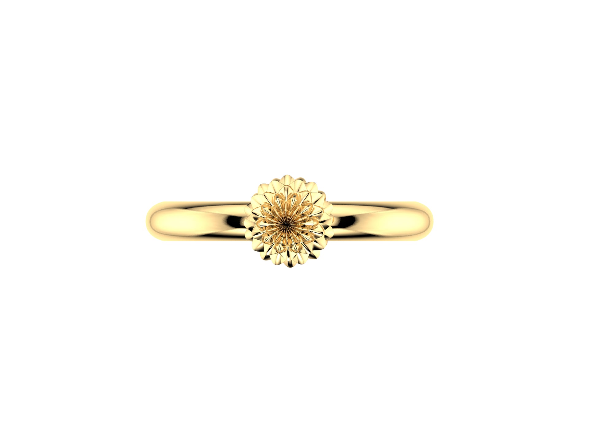 Flores de MatiJaro ring, 18K yellow gold. Width of the pattern: 7.0 mm.