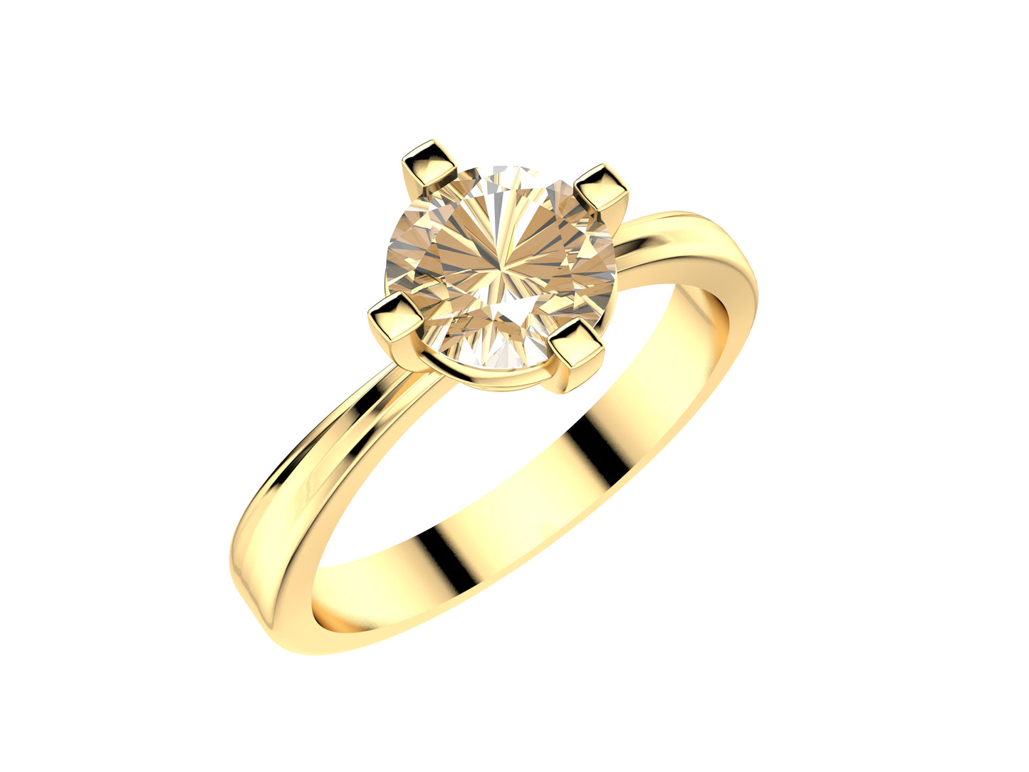 Forever engagement ring, 18K yellow gold, set with a brilliant-cut diamond available in 1.0 to 1.1 carats. 