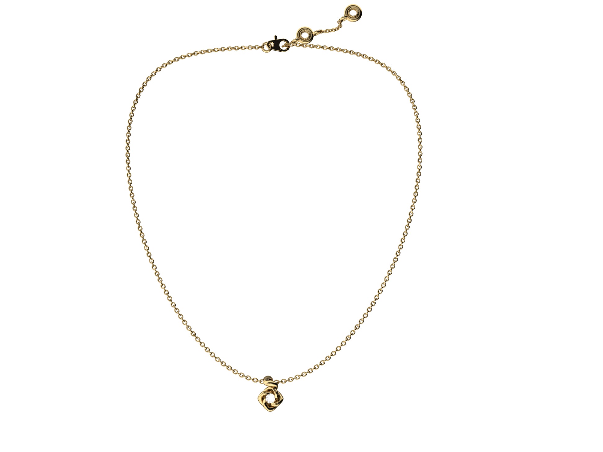 Gemme's De La Divinite necklace, 18K yellow gold, set with a brilliant-cut diamond totaling 0.1 carat. Width: 11 mm. Adjustable chain length: 390 to 420mm. 